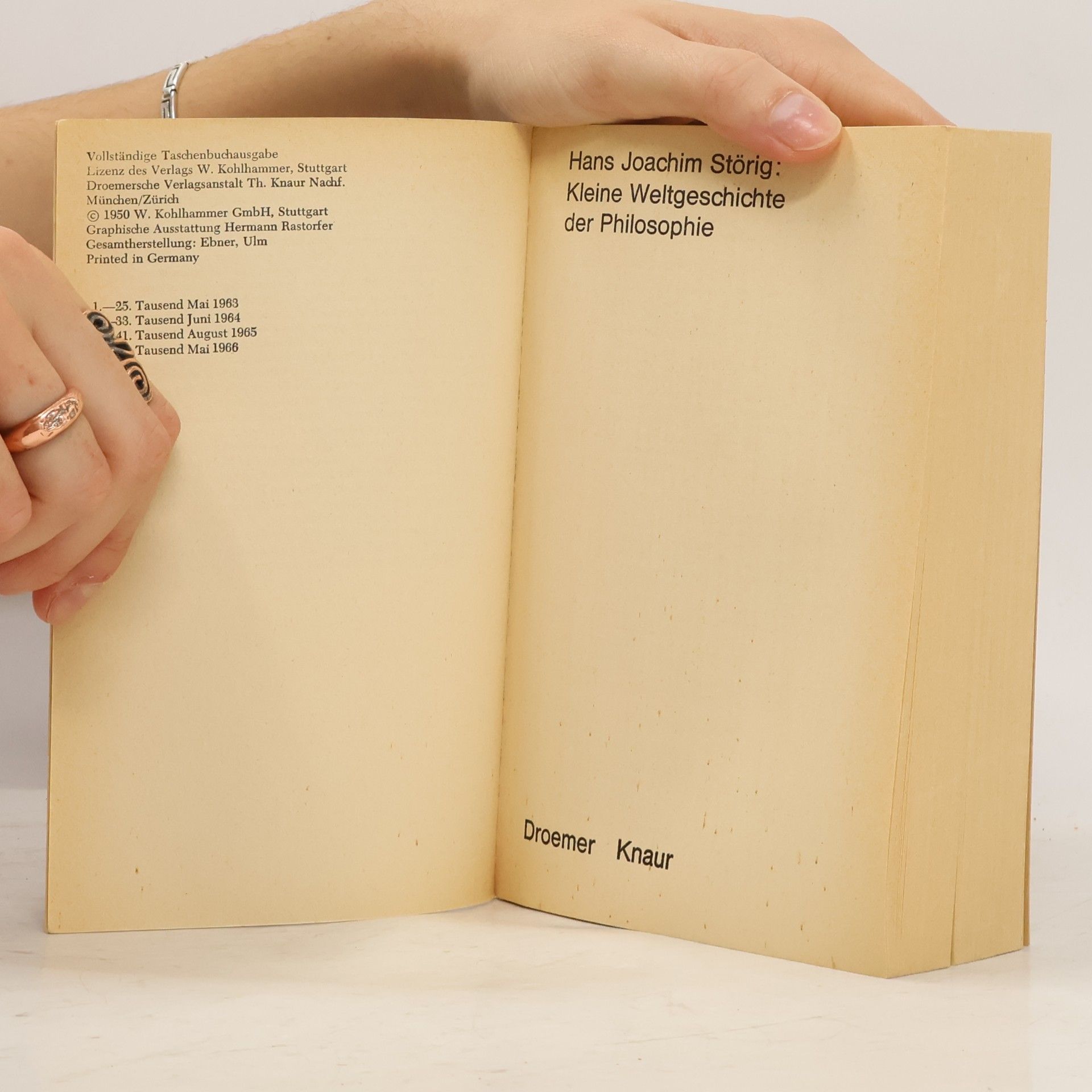 Hans Joachim Störig Kleine Weltgeschichte der Philosophie