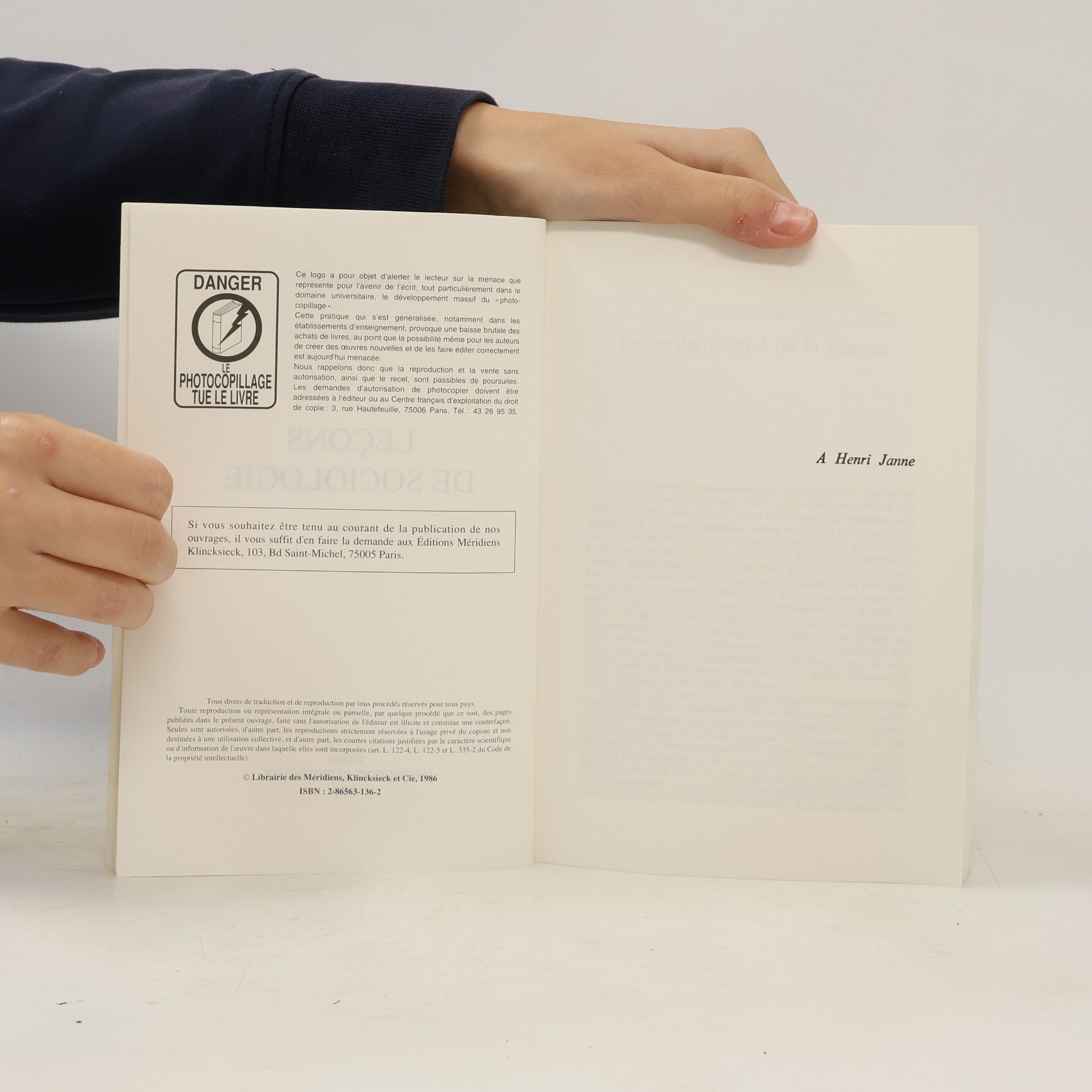 Claude Javeau Hors Collection Meridiens-Klincksieck: Leçons de sociologie