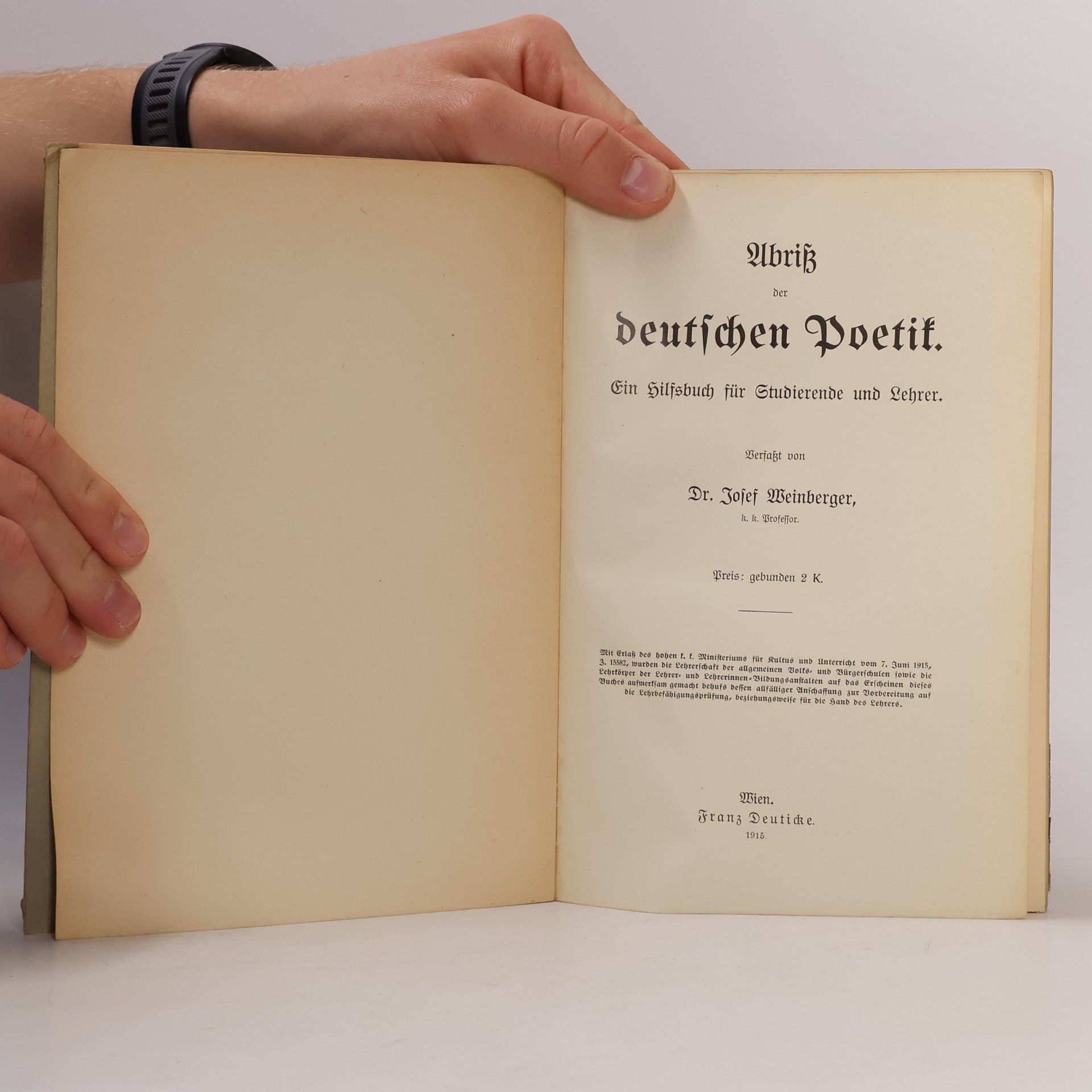 Josef Weinberger Abriss der deutschen Poetik