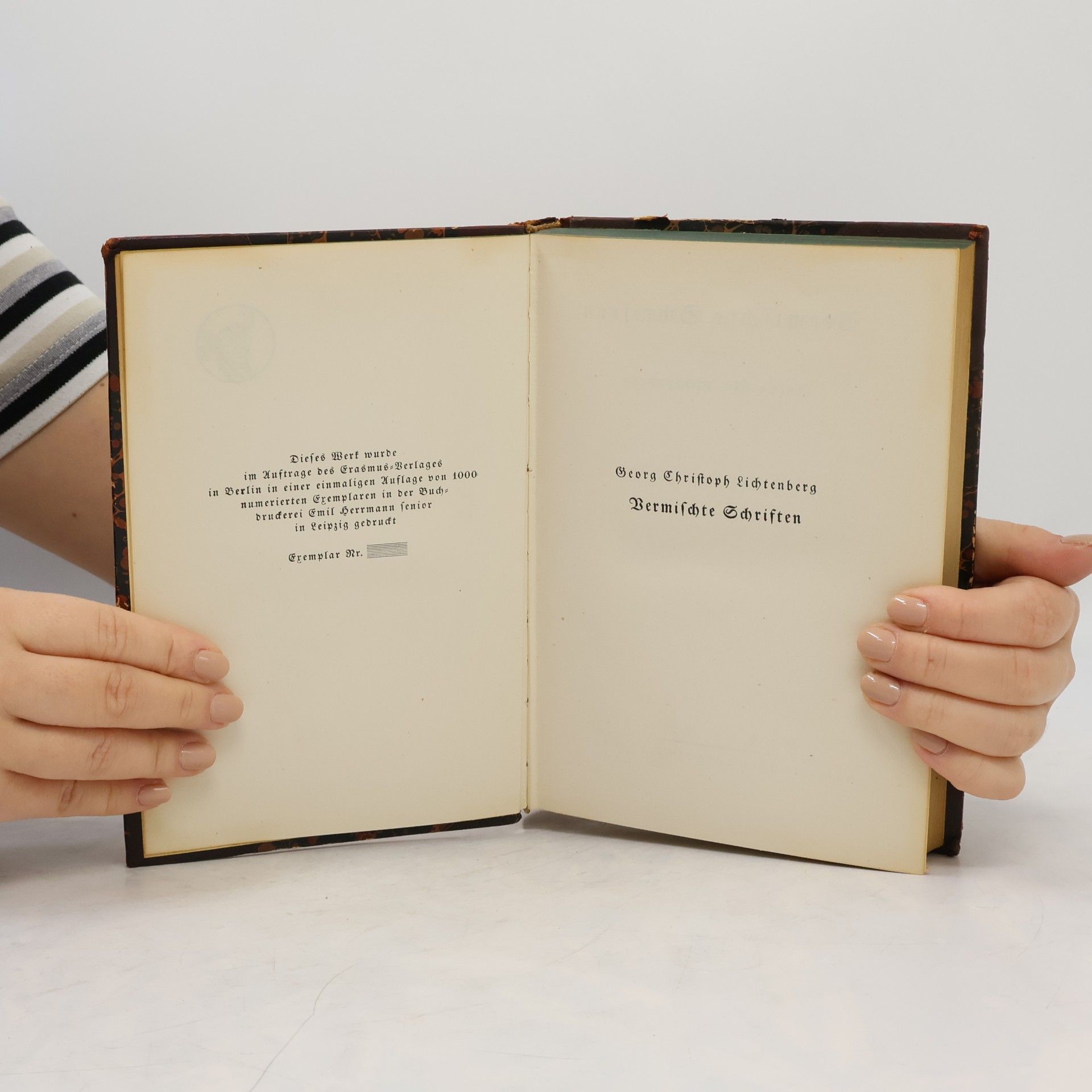 Georg Christoph Lichtenberg Vermischte Schriften. Band 1 (nummeriertes Exemplar)