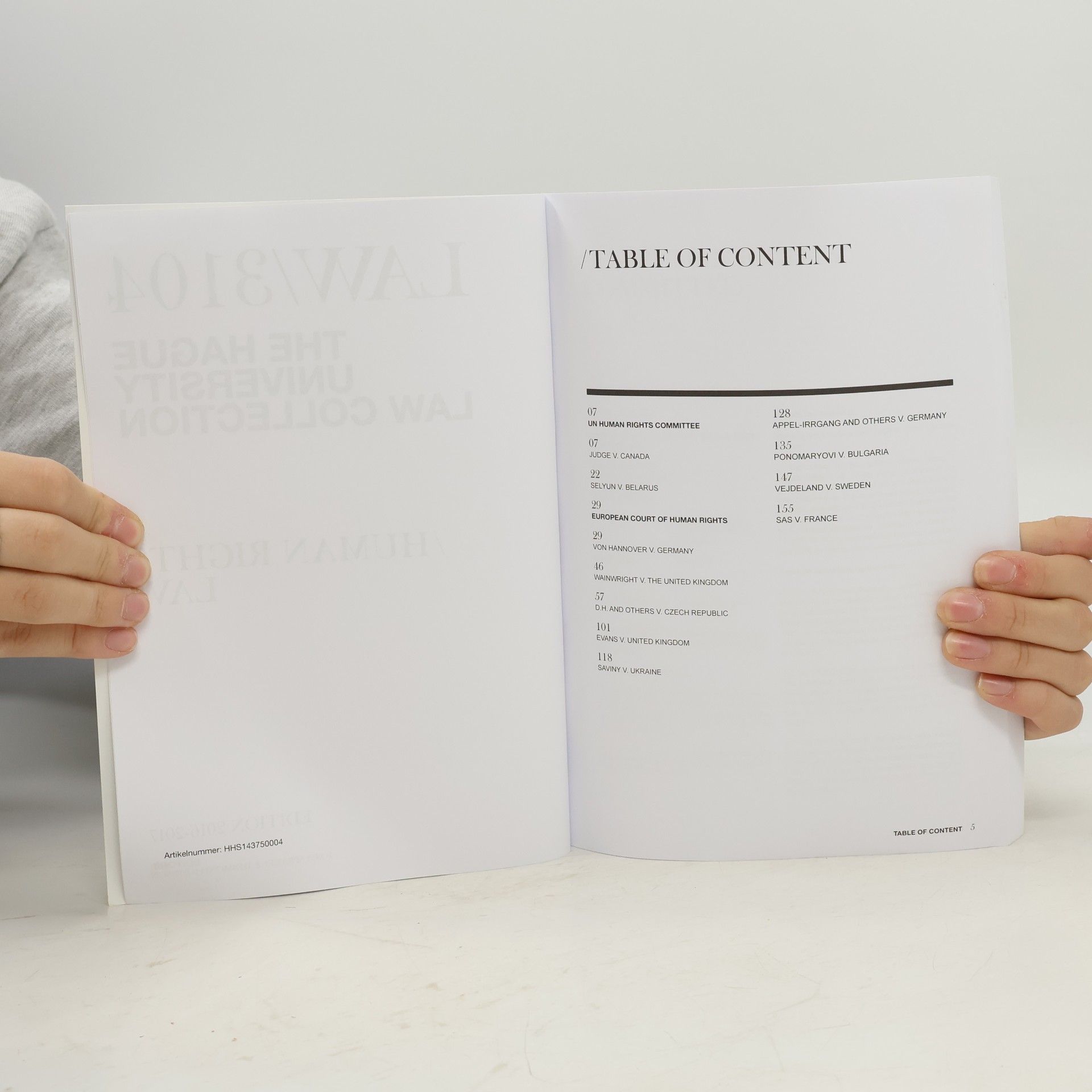 kolektiv The Hague University Law Collection – LAW/3104: Human Rights Law