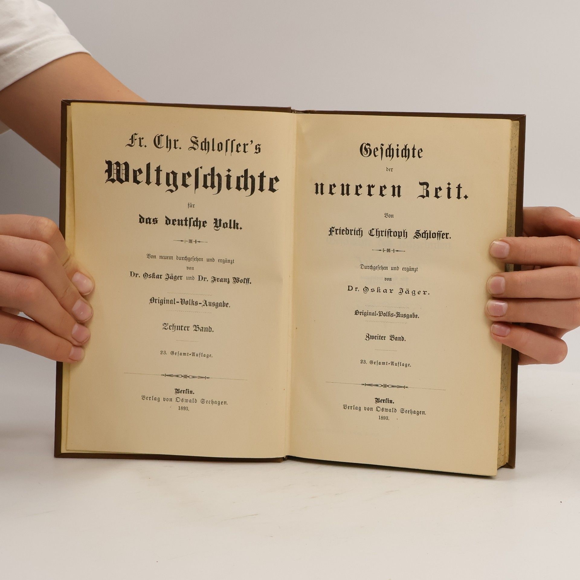 Christoph Friedrich Schlosser Weltgeschichte für das deutsche Volk Erster Band