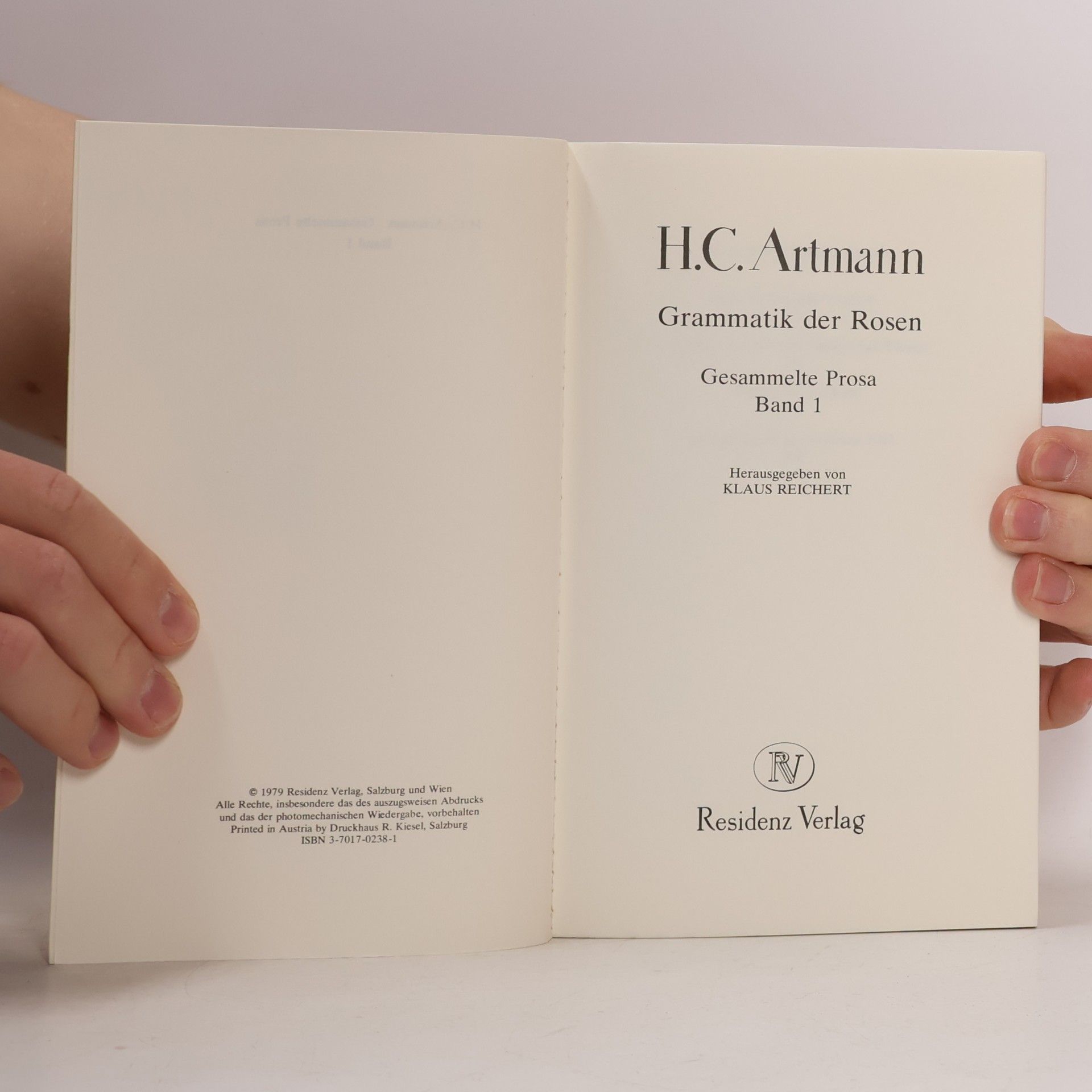 Hans Carl Artmann Grammatik der Rosen.Gesammelte Prosa. Band 1