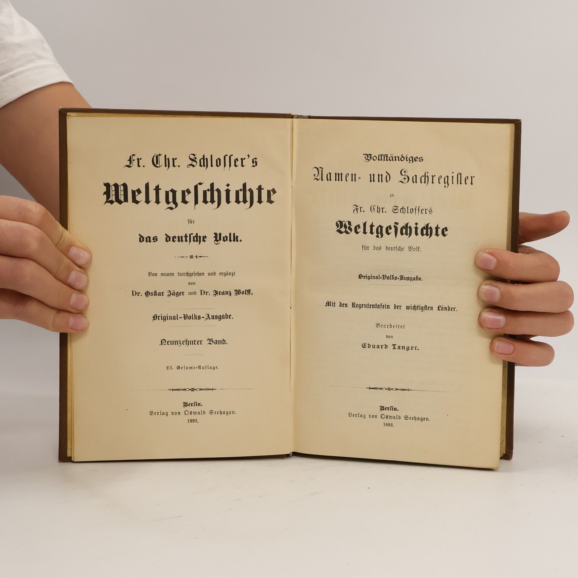 Christoph Friedrich Schlosser Fr. Chr. Schlosser's Weltgeschichte für das deutsche Volk. Neunzehnter Band