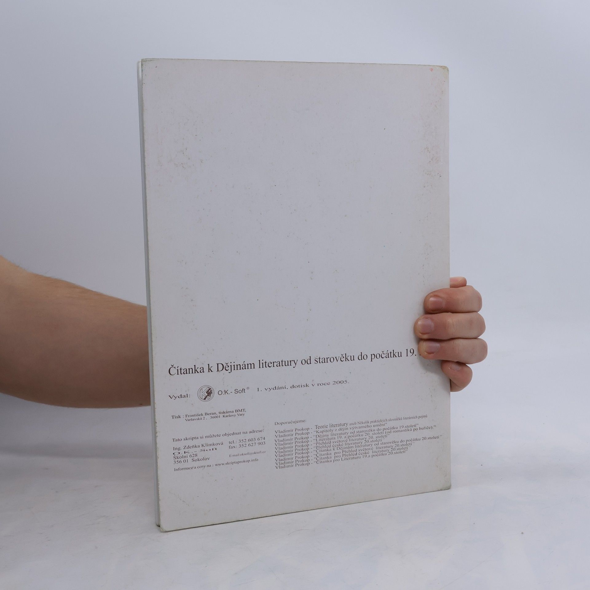 Vladimír Prokop Čítanka k Dějinám literatury od starověku do počátku 19. století