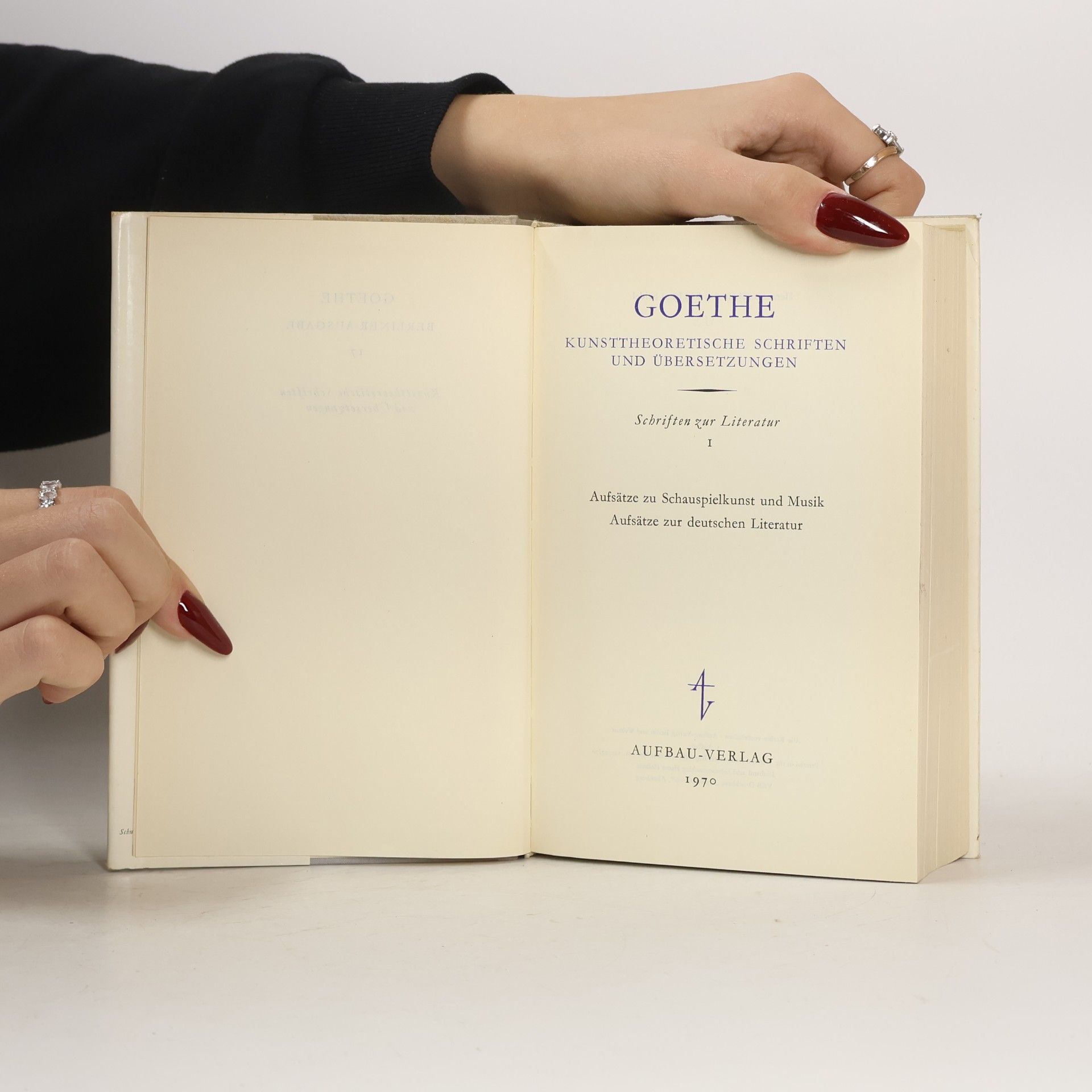 Goethe Schriften zur Literatur I