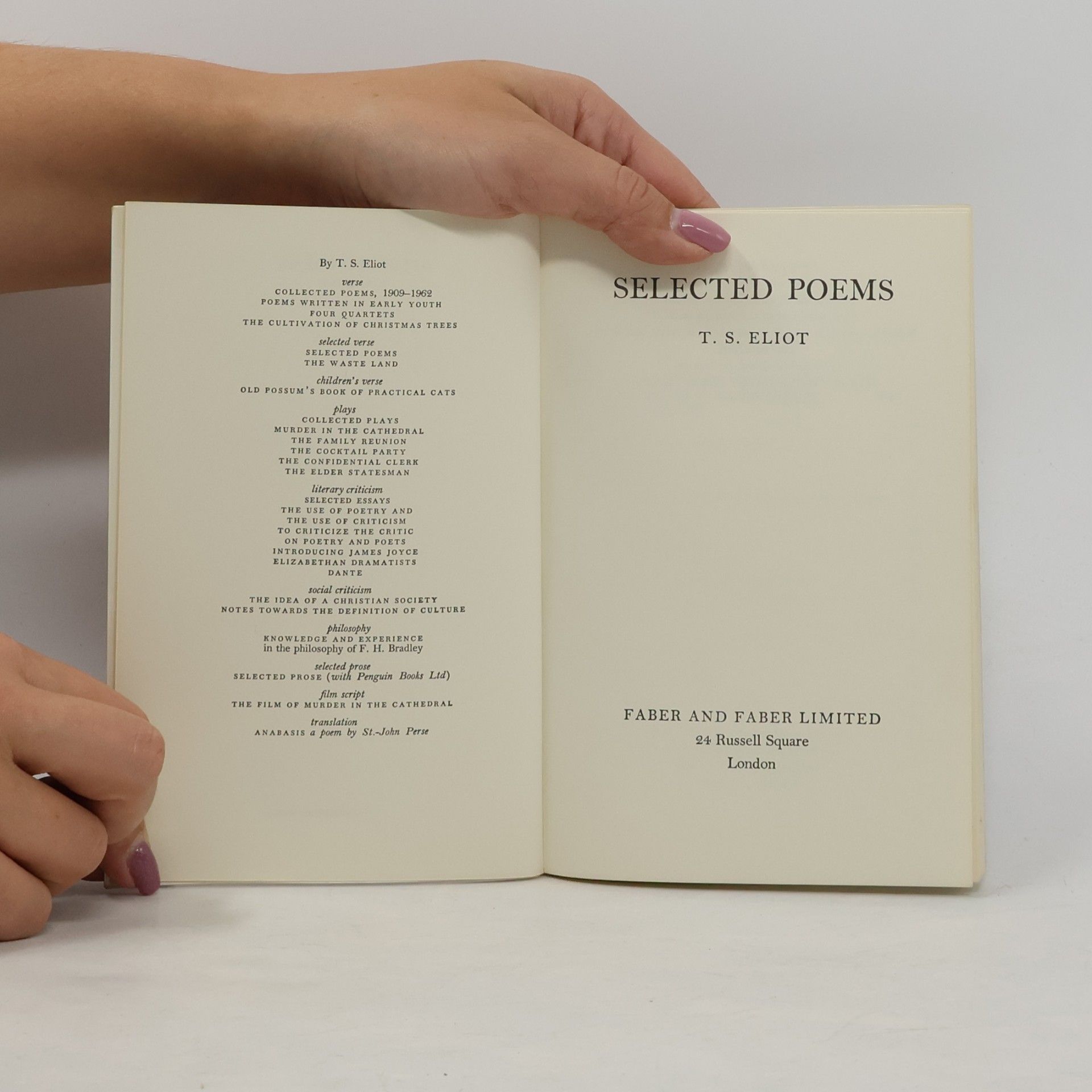 T. S. Eliot Selected poems