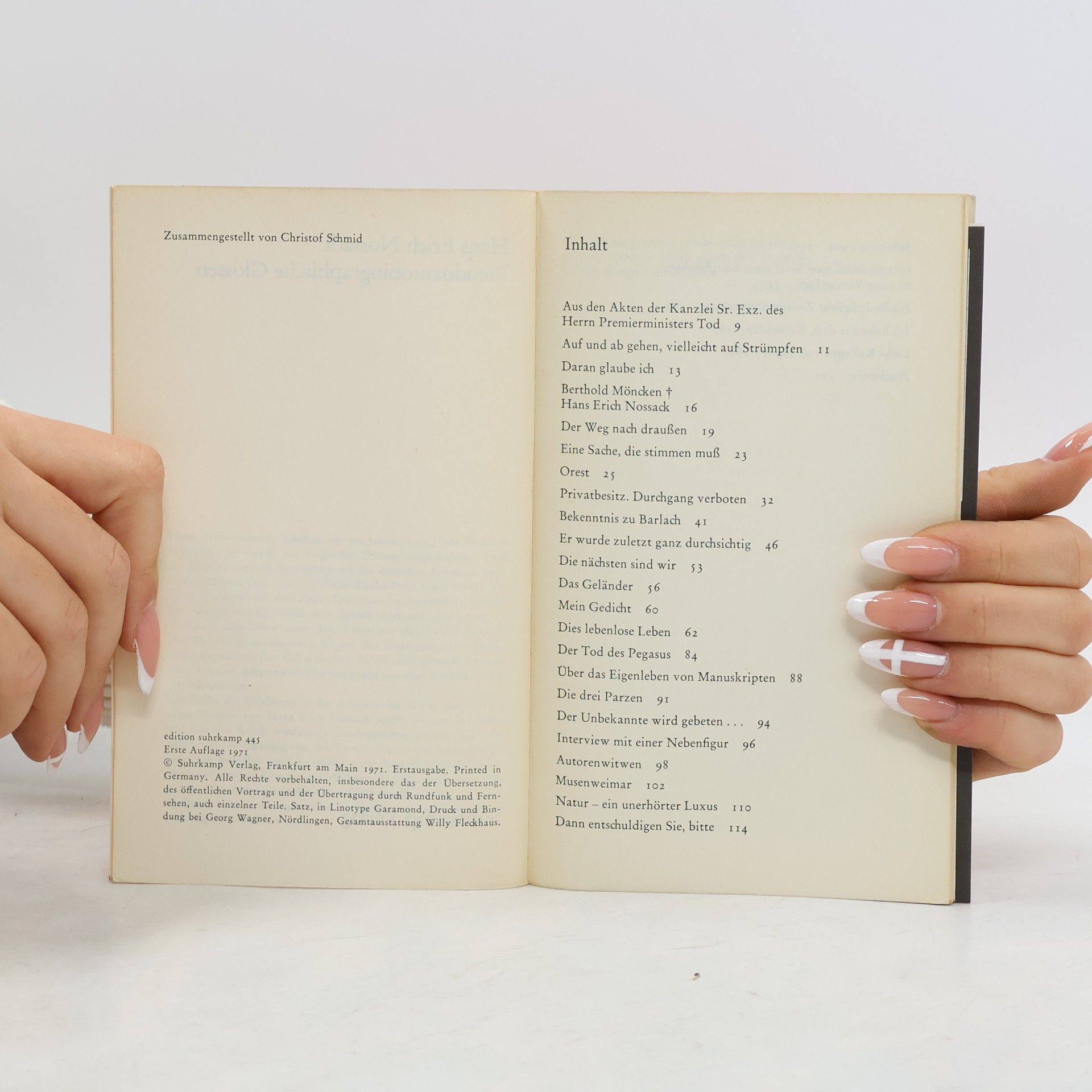 Nossack Hans Erich Pseudoautobiographische Glossen
