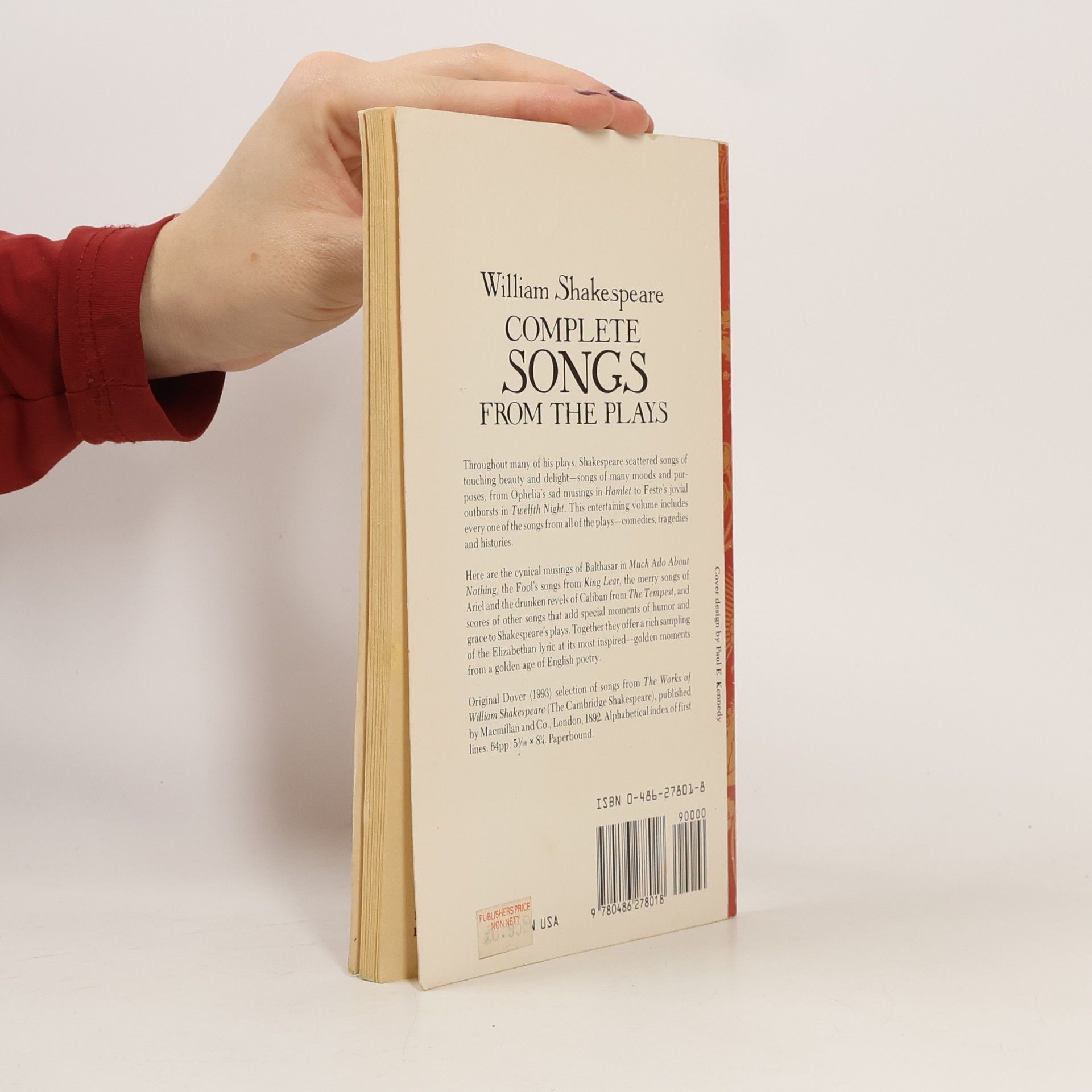 William Shakespeare Dover Thrift Editions: Complete Songs from the Plays
