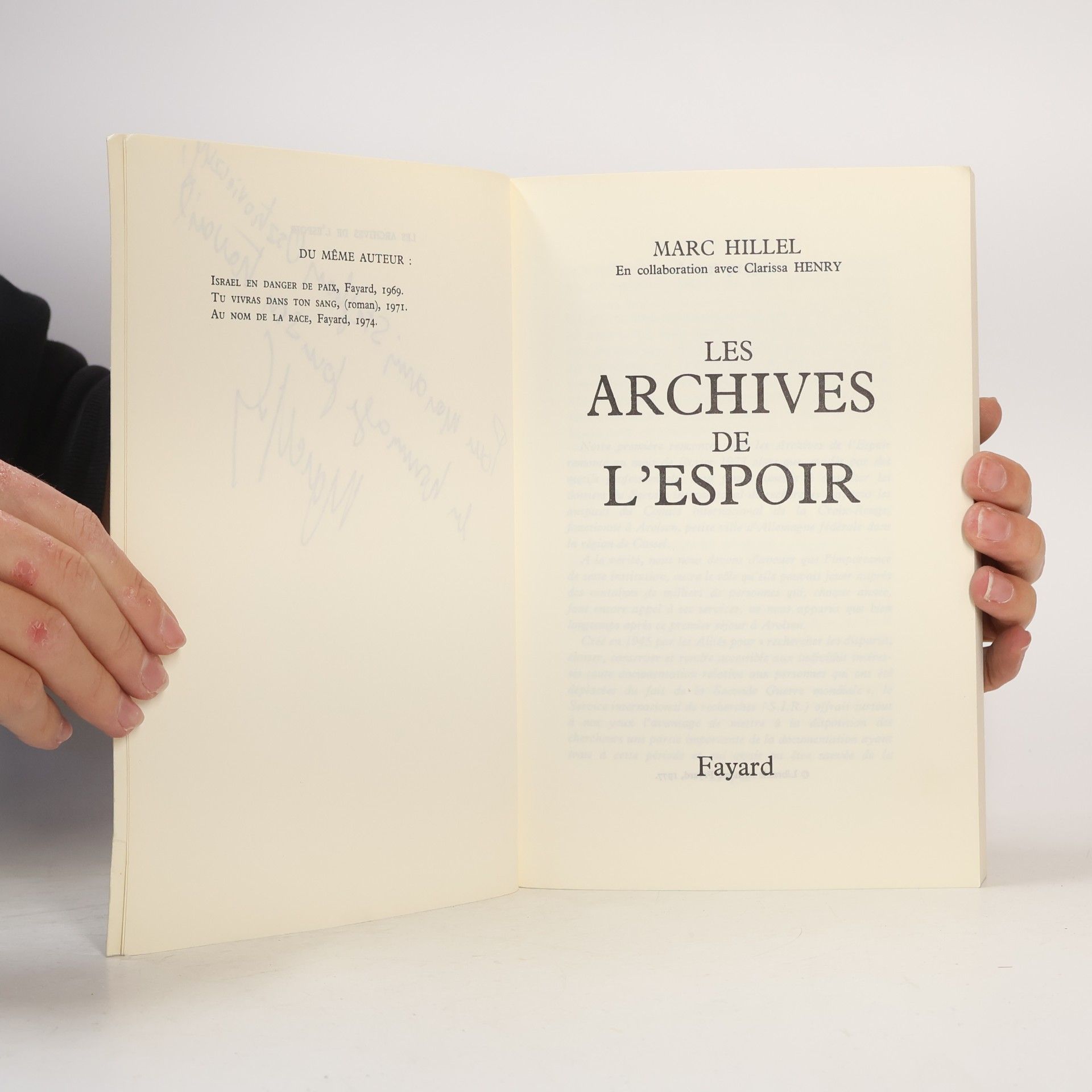 Marc Hillel Les archives de l'espoir