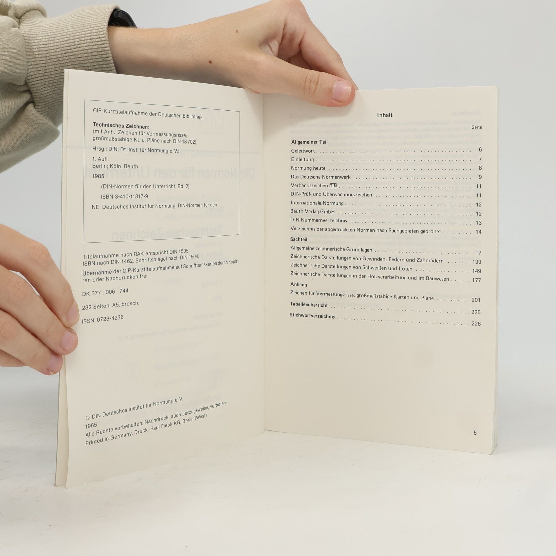 Technisches Zeichnen: (Mit Anhang: Zeichen für Vermessungsrisse, grossstäbige Karten und Pläne nach DIN 18702) (DIN-Normen für den Unterricht)