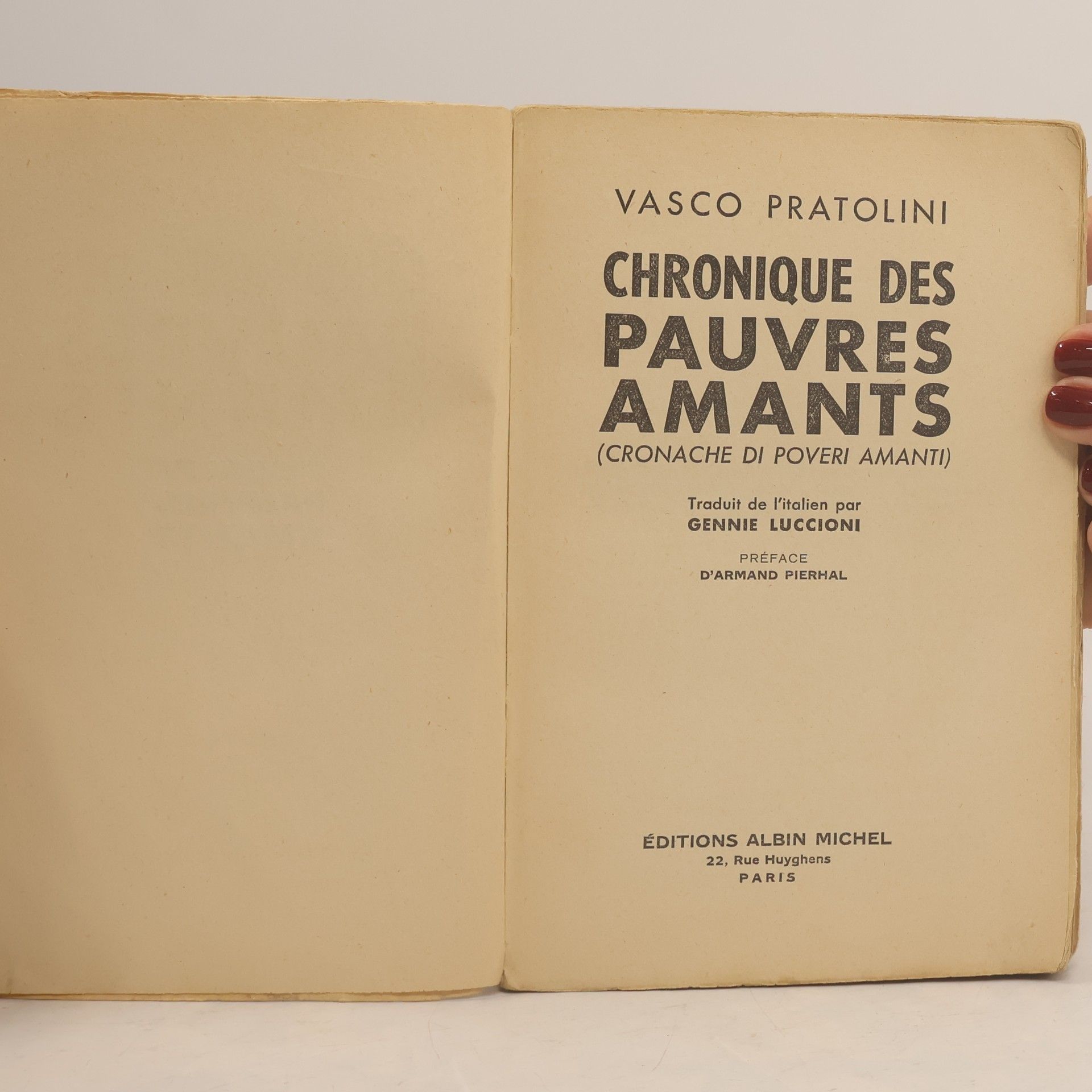 Vasco Pratolini Chronique des pauvres amants