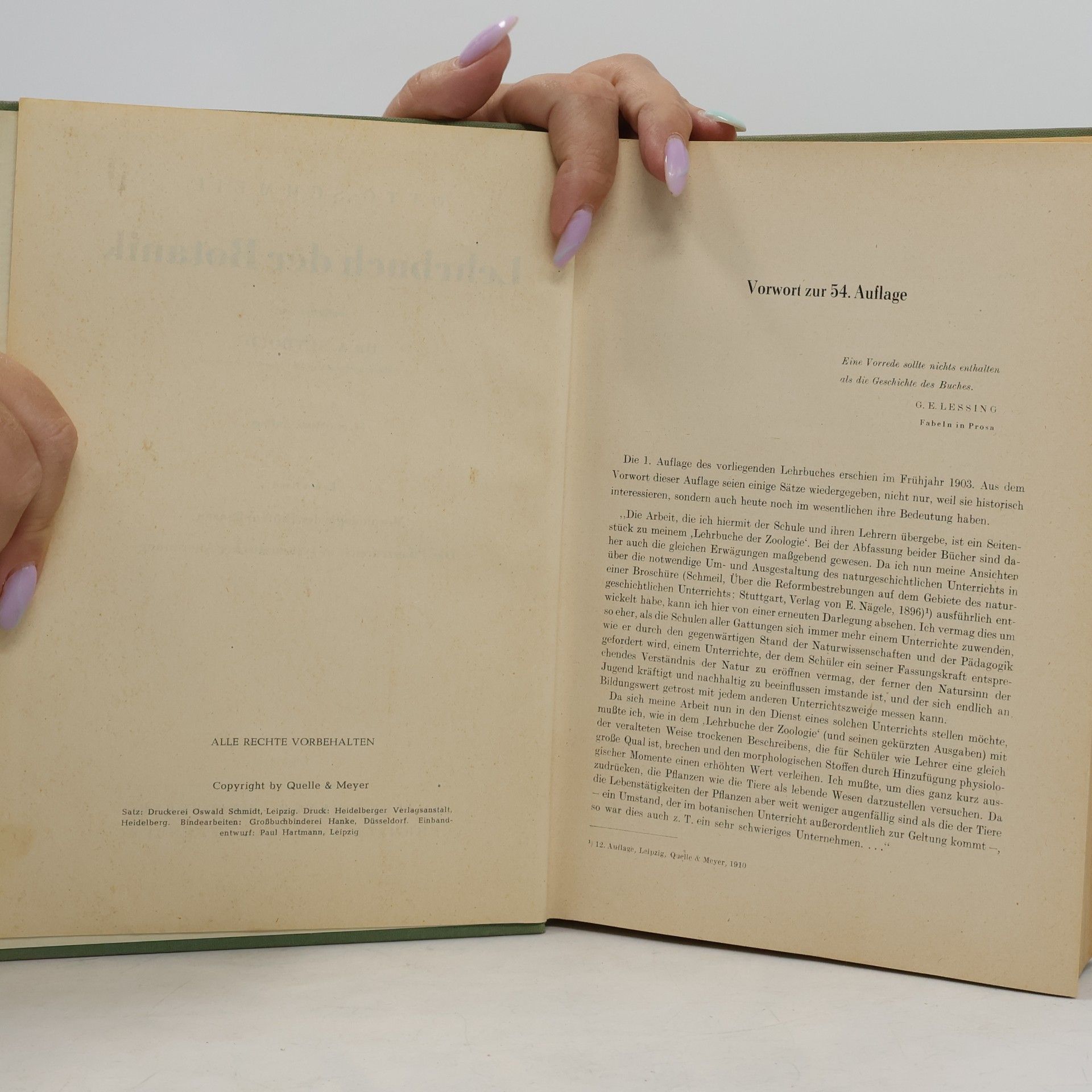 Otto Schmeil Lehrbuch der Botanik