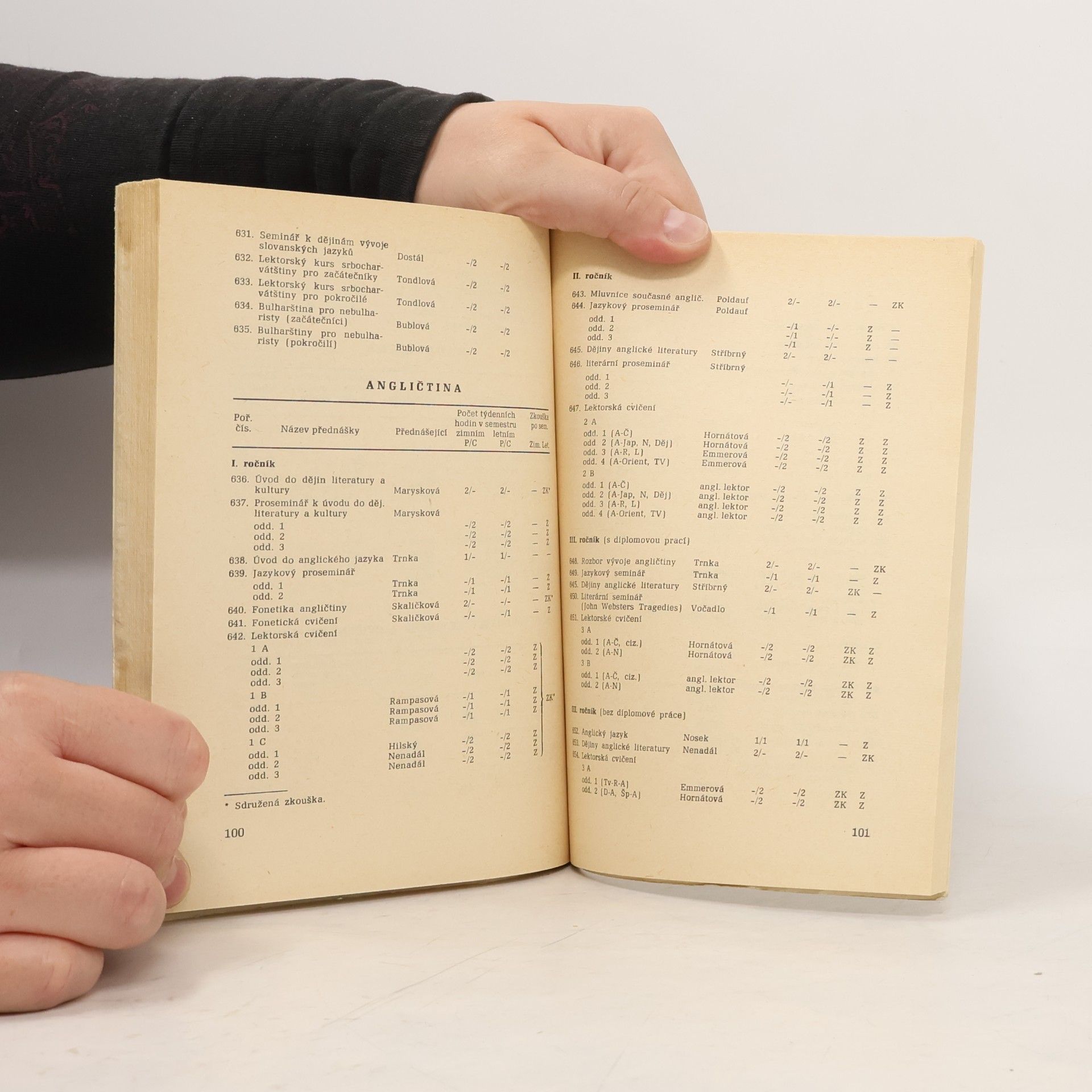 Various authors Seznam přednášek na filosofické fakultě 1968-69