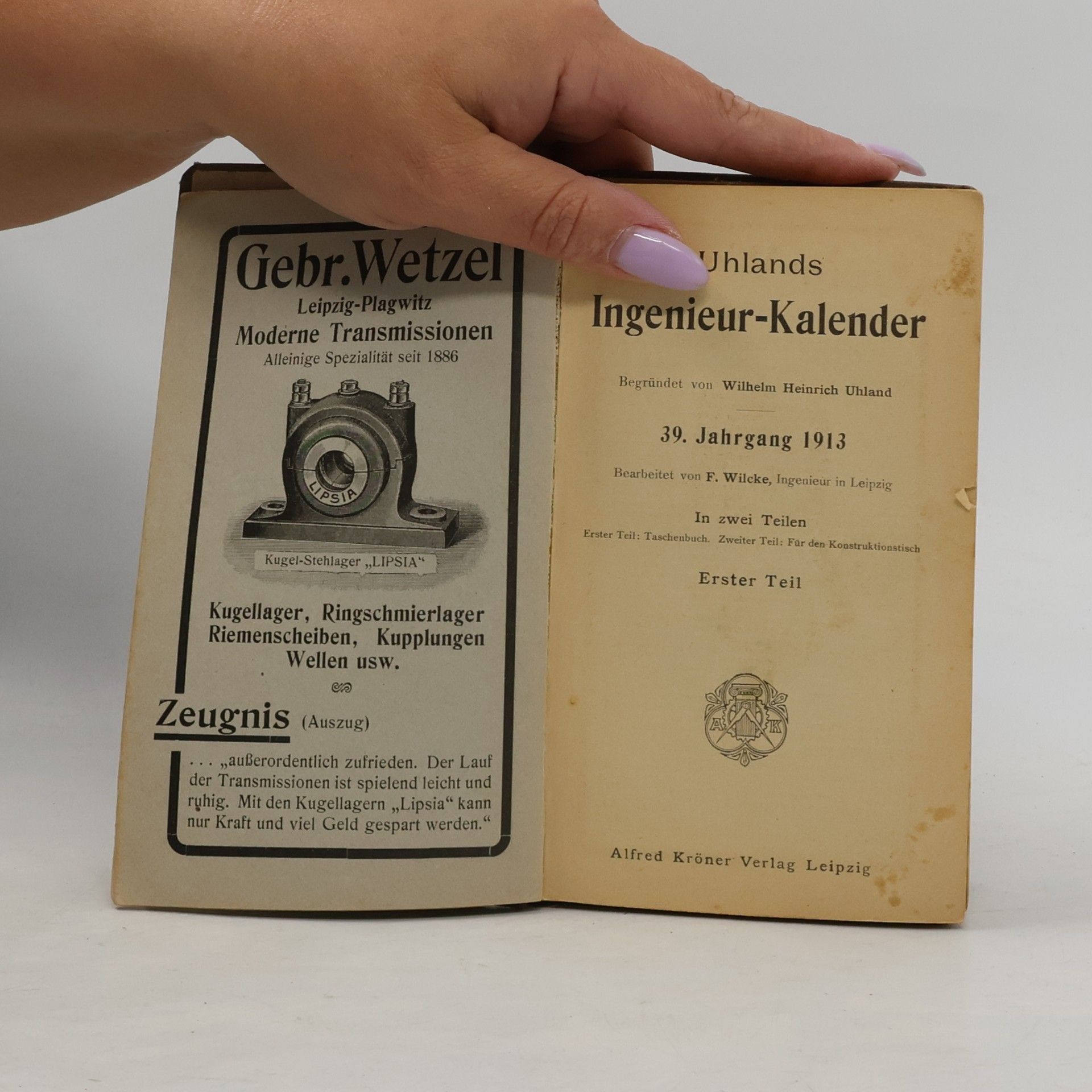 Wilhelm Heinrich Uhland Uhlands Ingenieur-Kalender. 39. Jahrgang 1913. Erster Teil: Taschenbuch)