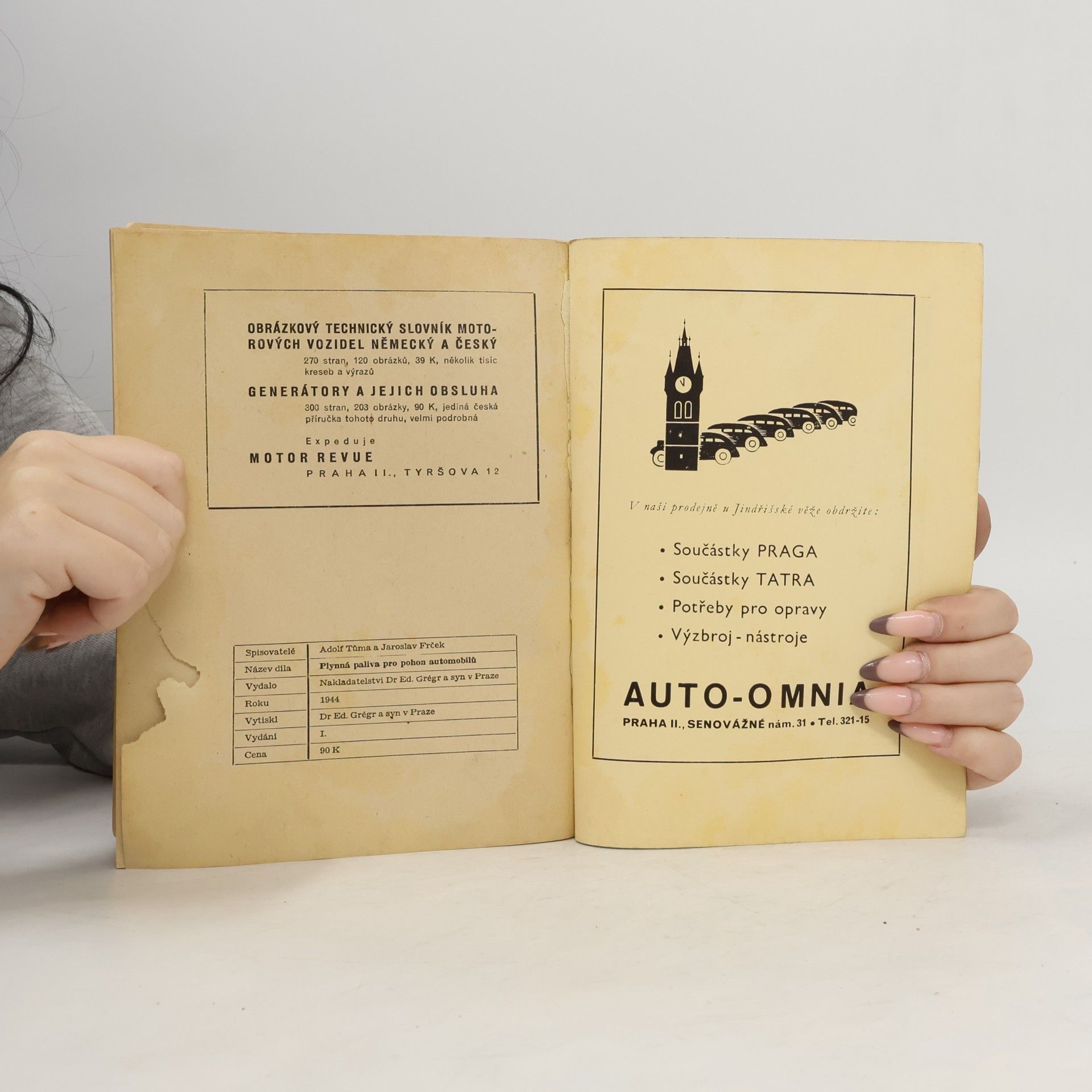 Adolf Tůma Plynná paliva pro pohon automobilů (svítiplyn, methan, acetylen, tekutý plyn)