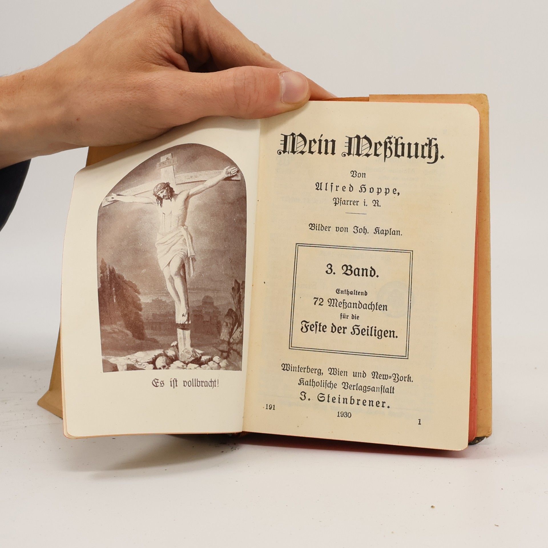 Alfred Hoppe Mein Meßbuch. 3. Band. Enthaltend 72 Meßandachten für die Feste der Heiligen.