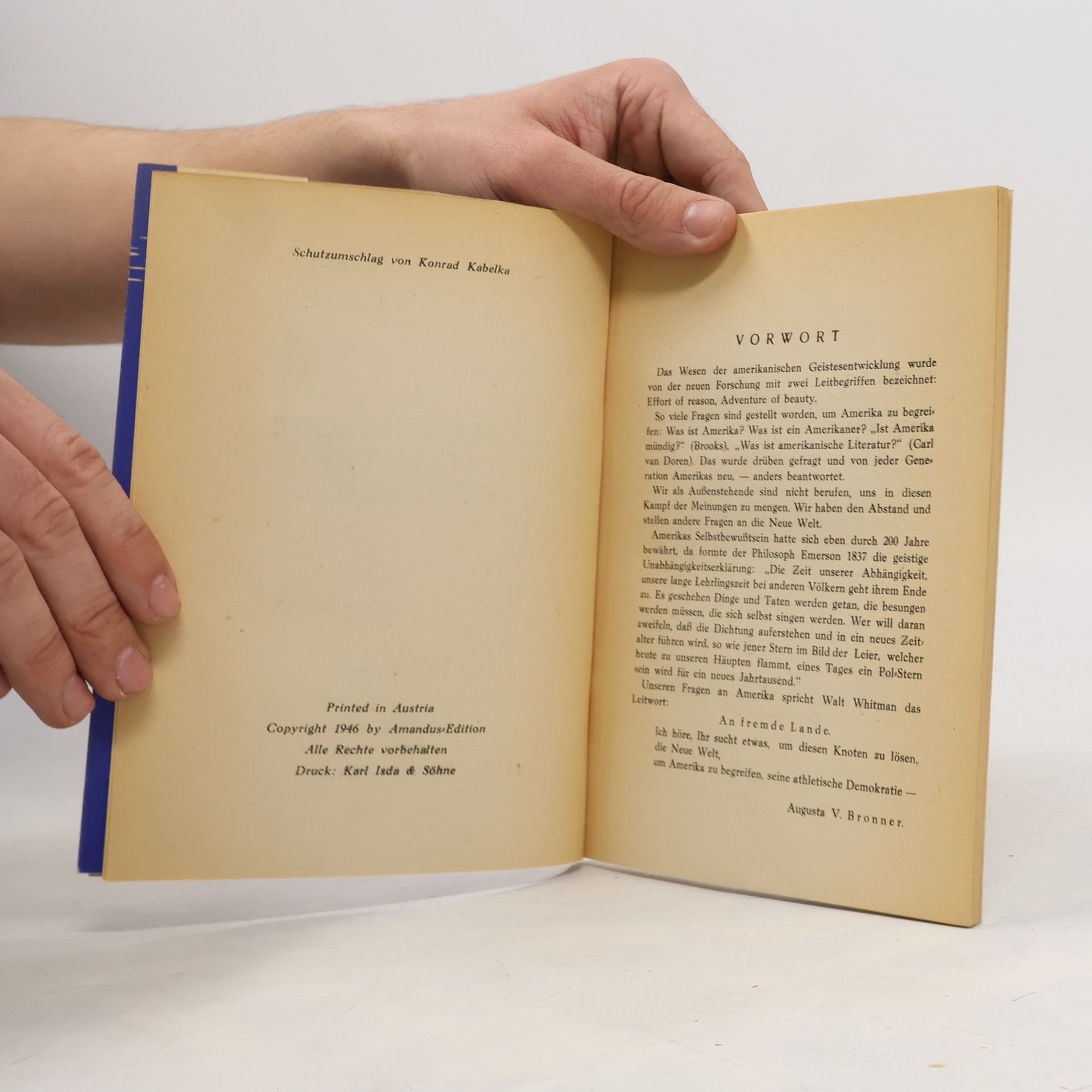 Augusta V. Bronner Amerikanische Literaturgeschichte