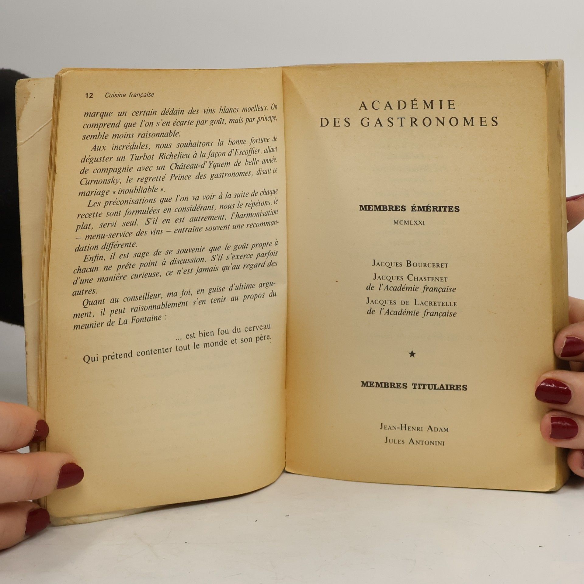 Académie Des Gastronomes Cuisine française