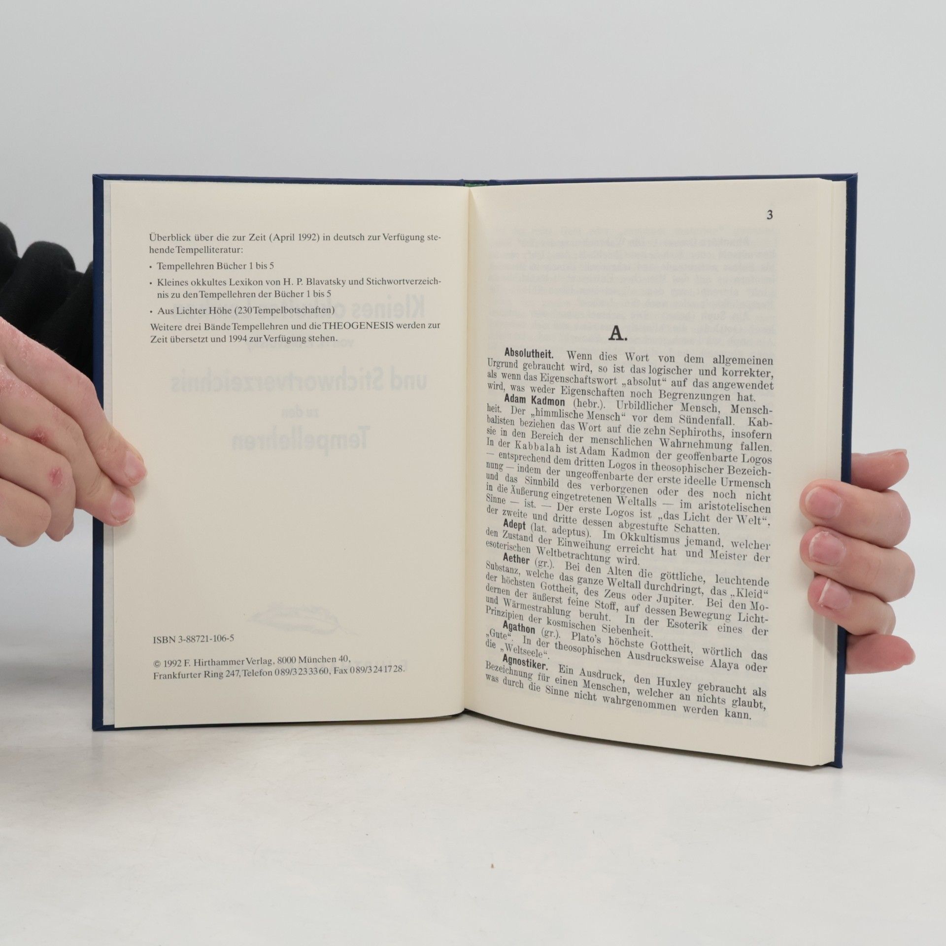 Helena P. Blavatsky Kleines okkultes Lexikon und Stichwortverzeichnis zu den Tempellehren