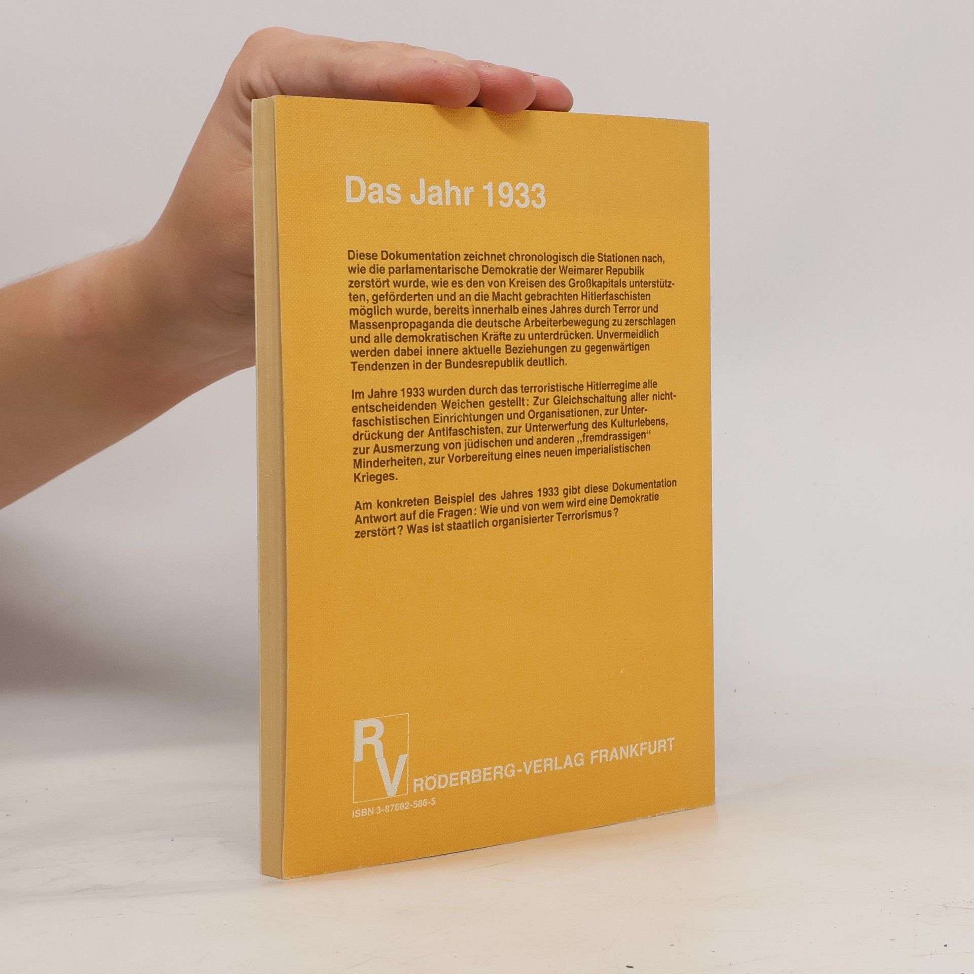 Heinz Brüdigam Das Jahr 1933 [neunzehnhundertdreiunddreissig]