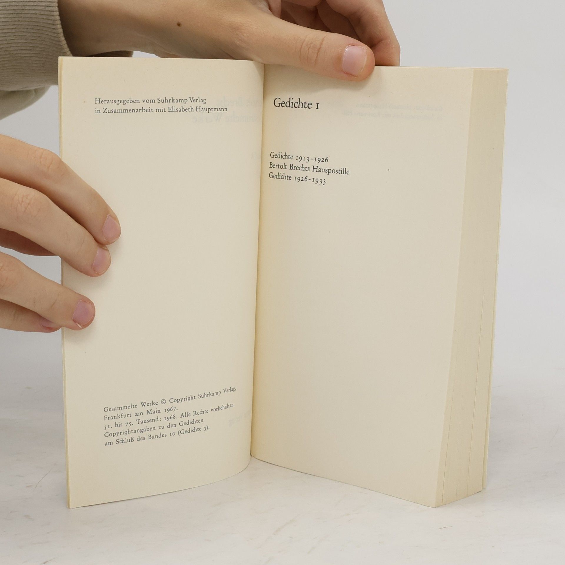 Bertolt Brecht Gesammelte Werke 8. Gedichte 1