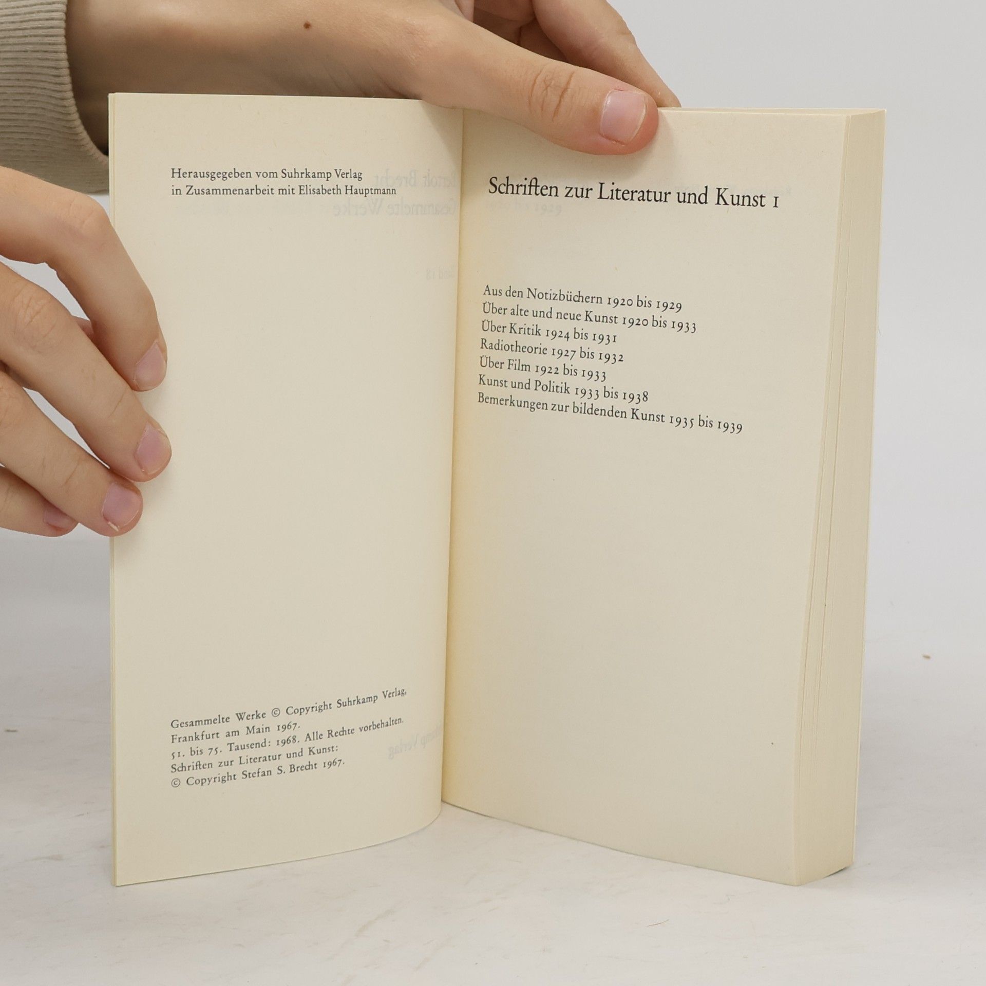 Bertolt Brecht Gesammelte Werke 18. Schriften zur Literatur und Kunst 1