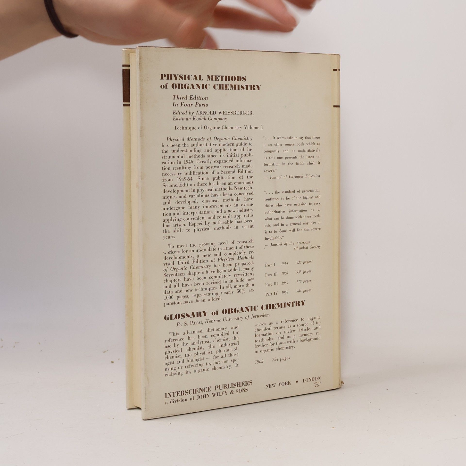 K. W. Bentley Elucidation of Structures by Physical and Chemical Methods. Parto One