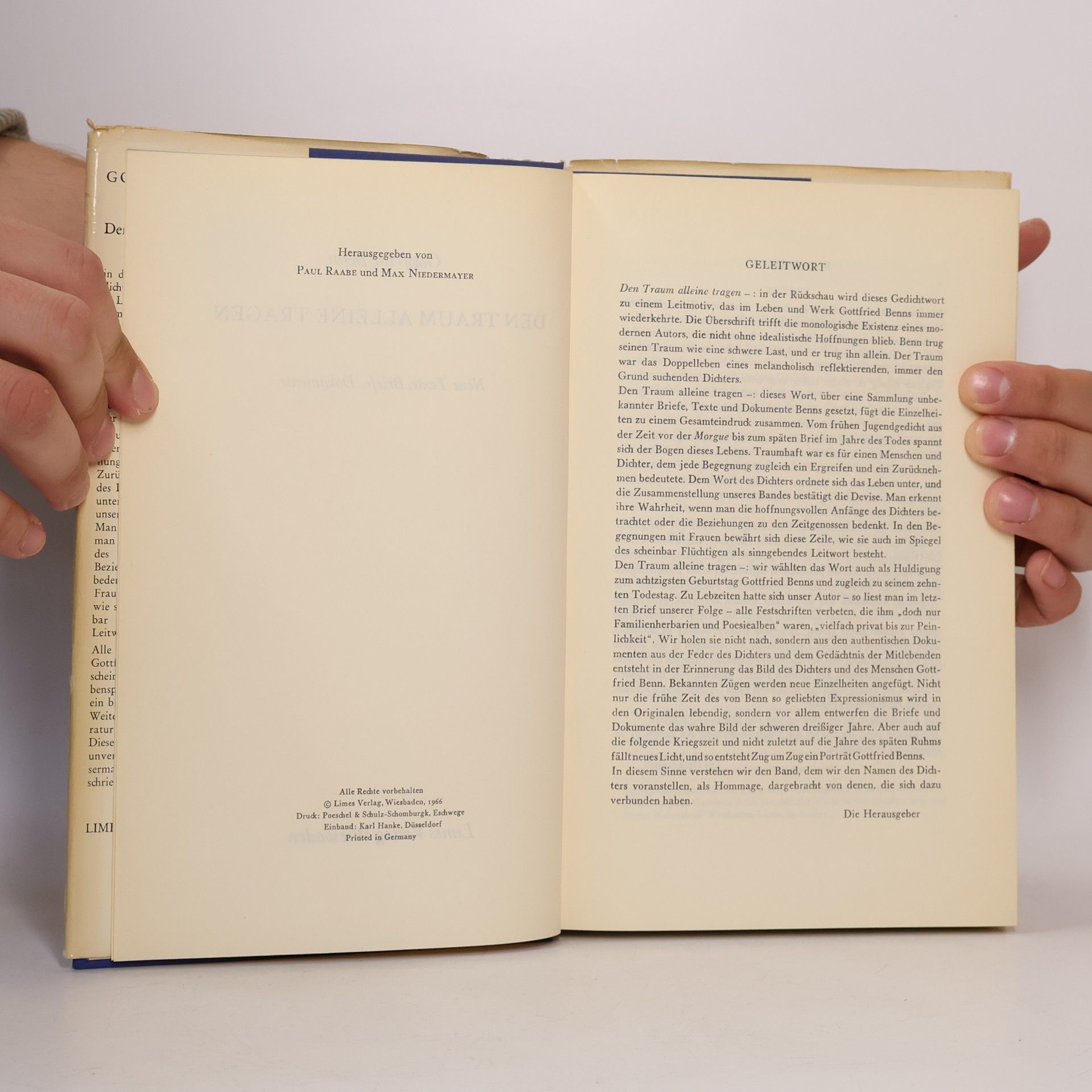 Gottfried Benn Den Traum alleine tragen