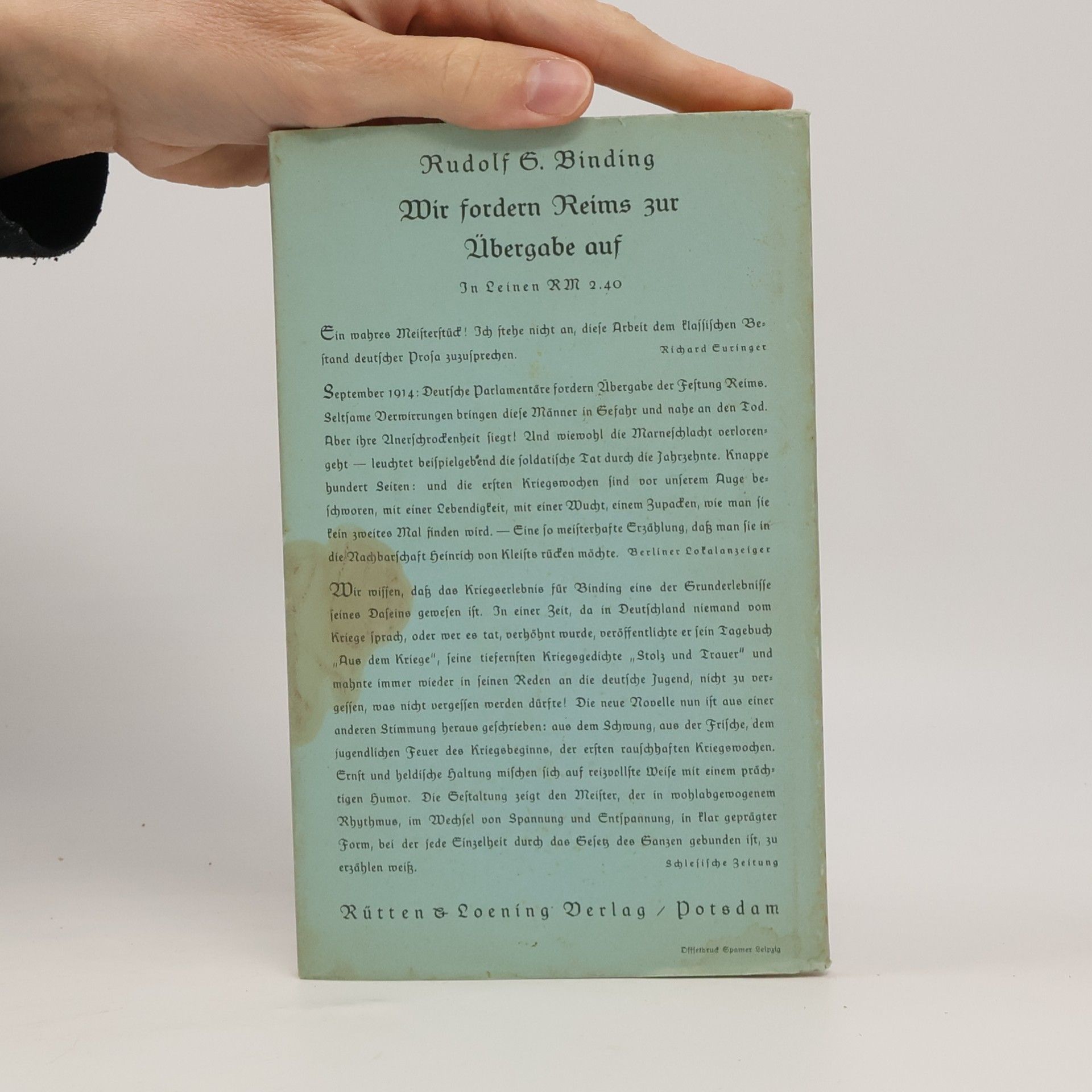 Rudolf G. Binding Die Waffenbrüder