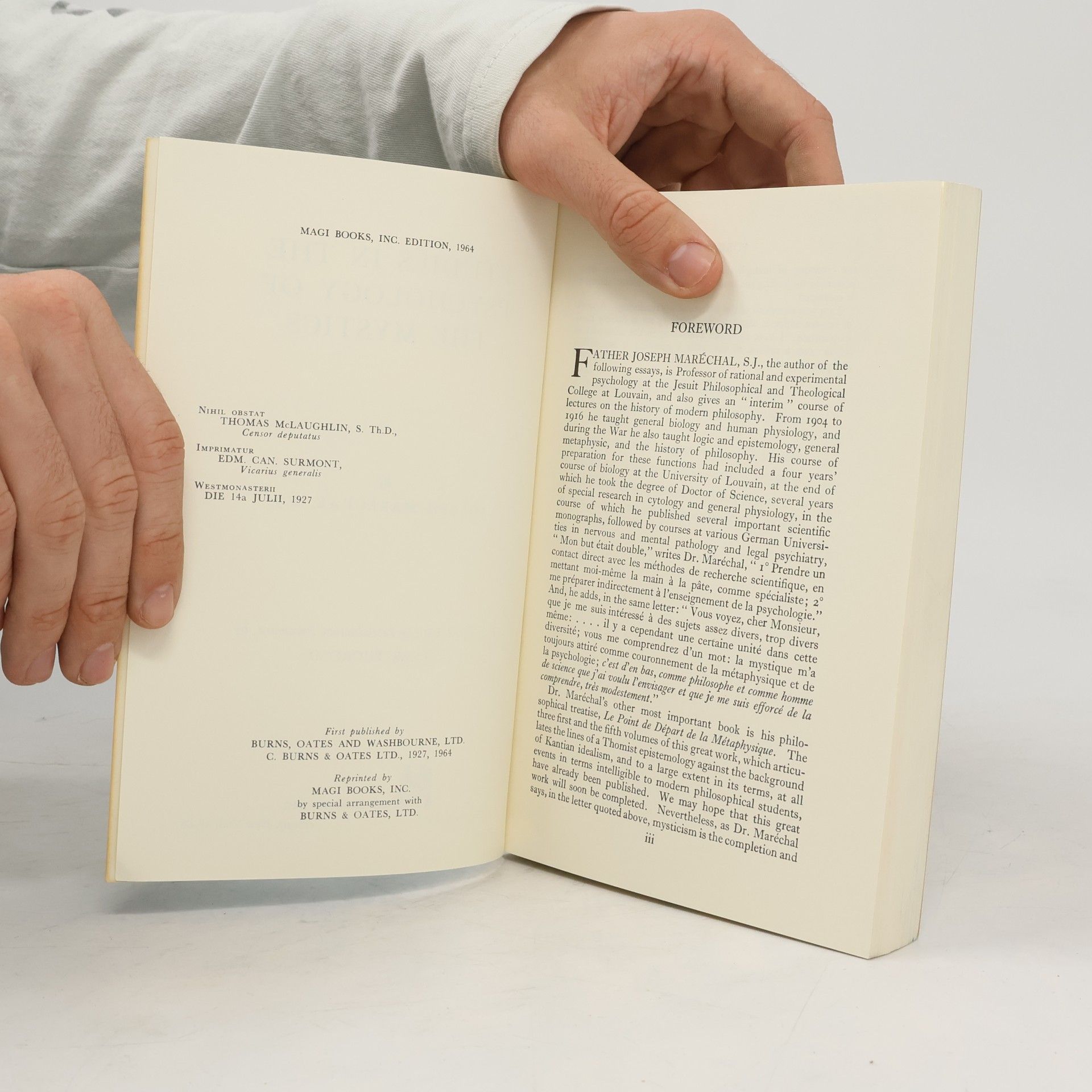 Joseph Maréchal, S. J. Studies in the Psychology of the Mystics