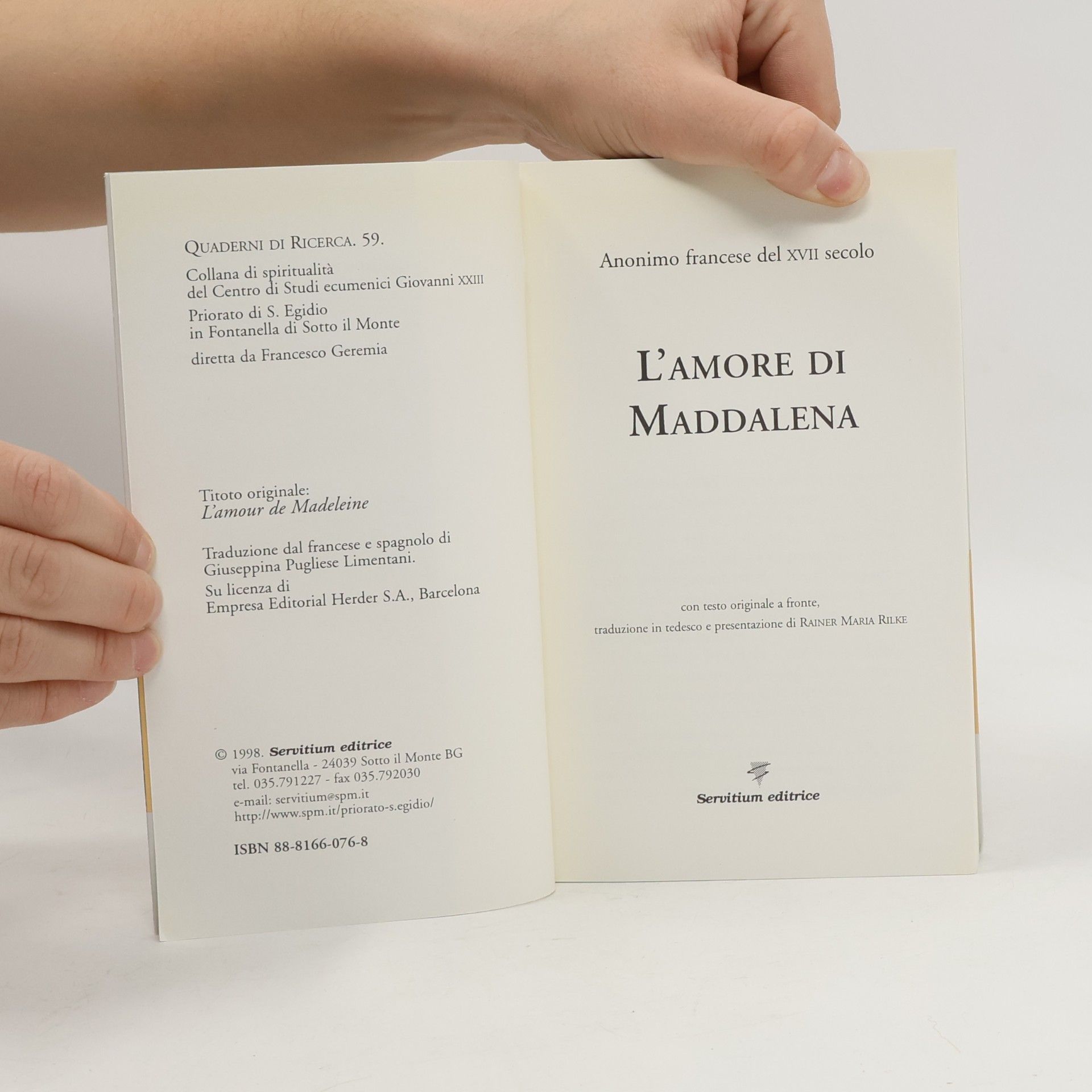 Anonimo Francese del XVII Secolo Quaderni di Ricerca - 59: L'amore di Maddalena
