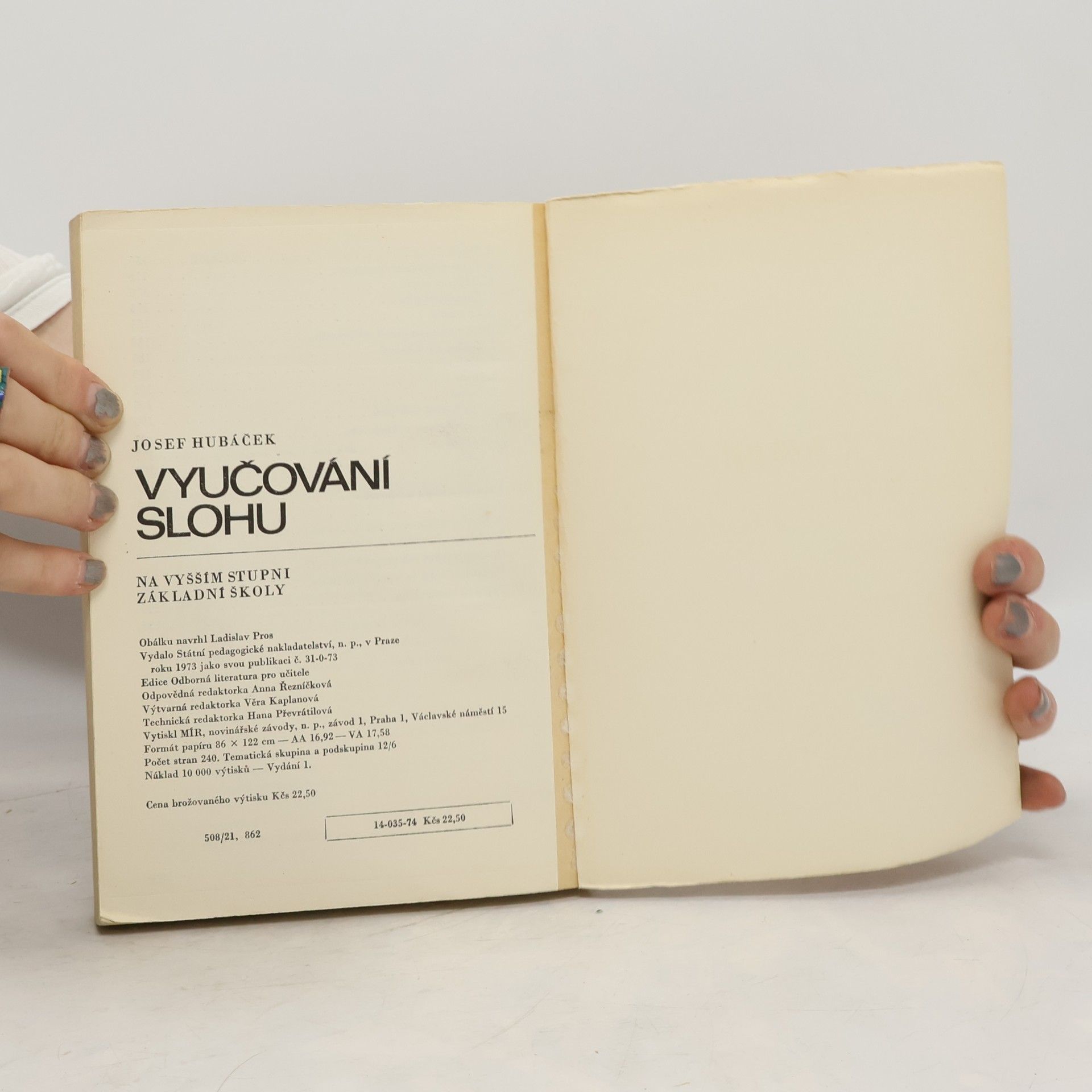Josef Hubáček Vyučování slohu na vyšším stupni základní školy