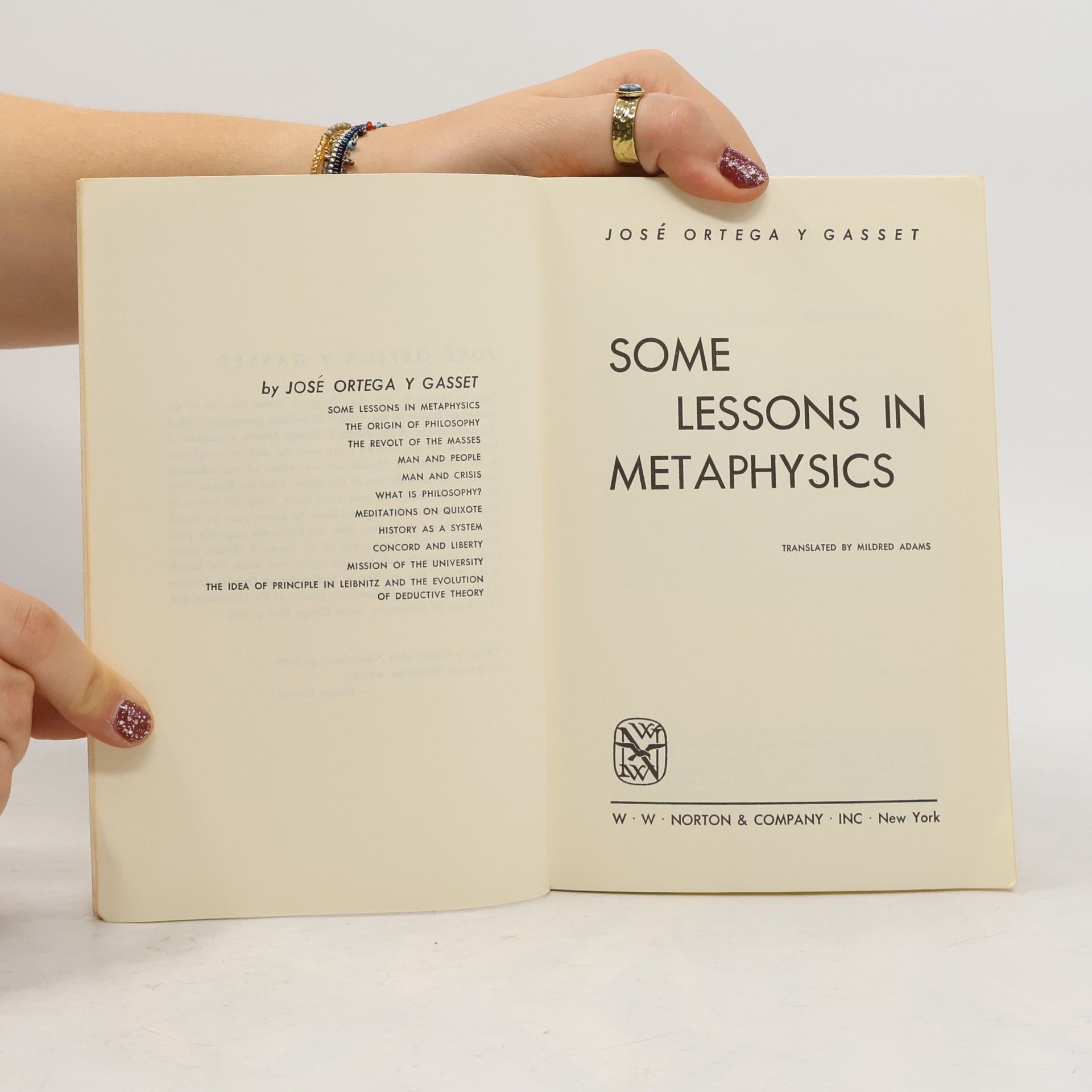 José Ortega y Gasset Some Lessons in Metaphysics