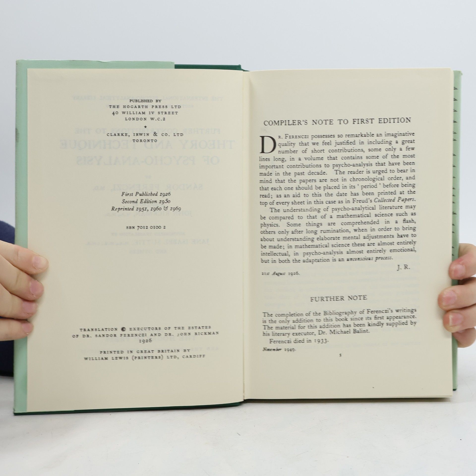 Sándor Ferenczi Further Contributions to the Theory and Technique of Psycho-Analysis