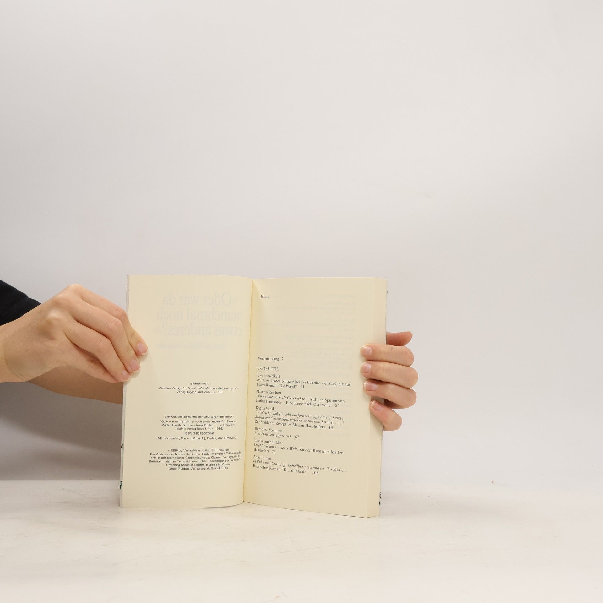 Marlen Haushofer "Oder war da manchmal noch etwas anderes?"