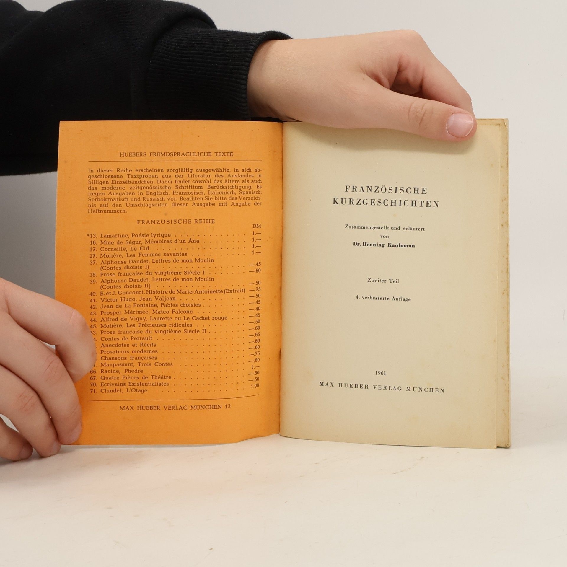 H. Kaufmann Französische Kurzgeschichten. Anecdotes et Historiettes II.