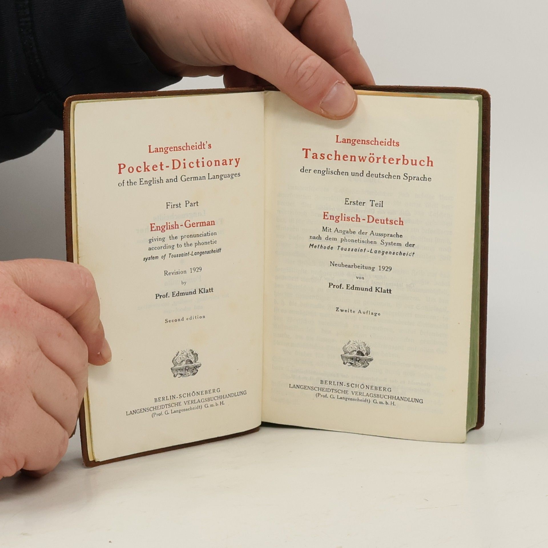 Edmunt Klatt Langenscheidts Taschenwörterbuch der Englischen und Deutschen Sprache. Erster Teil
