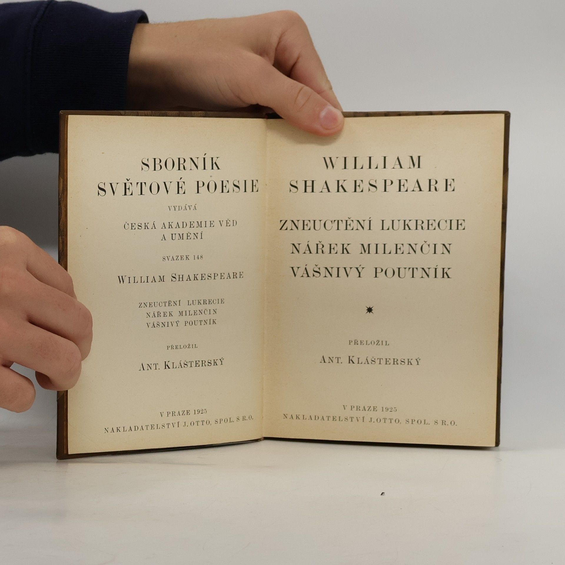 William Shakespeare Zneuctění lukrecie. Nářek milenčin. Vášnivý poutník