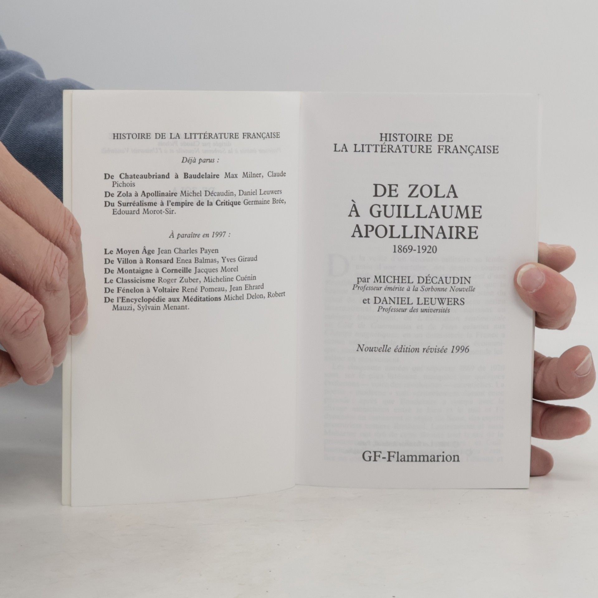 Michel Décaudin Histoire de la littérature française. De Zola à Apollinaire, 1869-1920