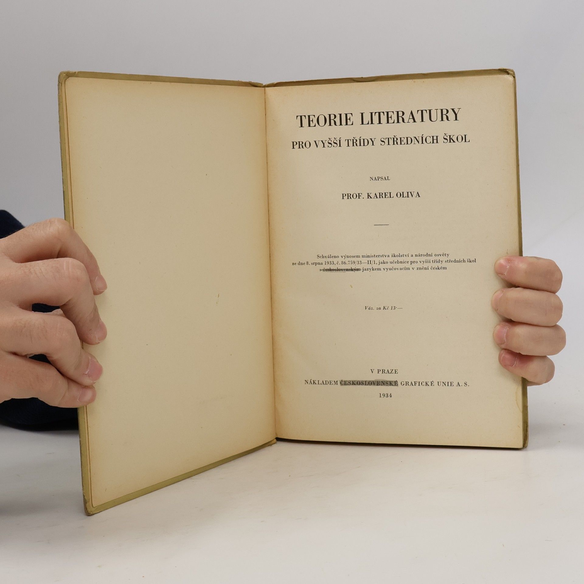 Karel Oliva Teorie literatury pro vyšší třídy středních škol
