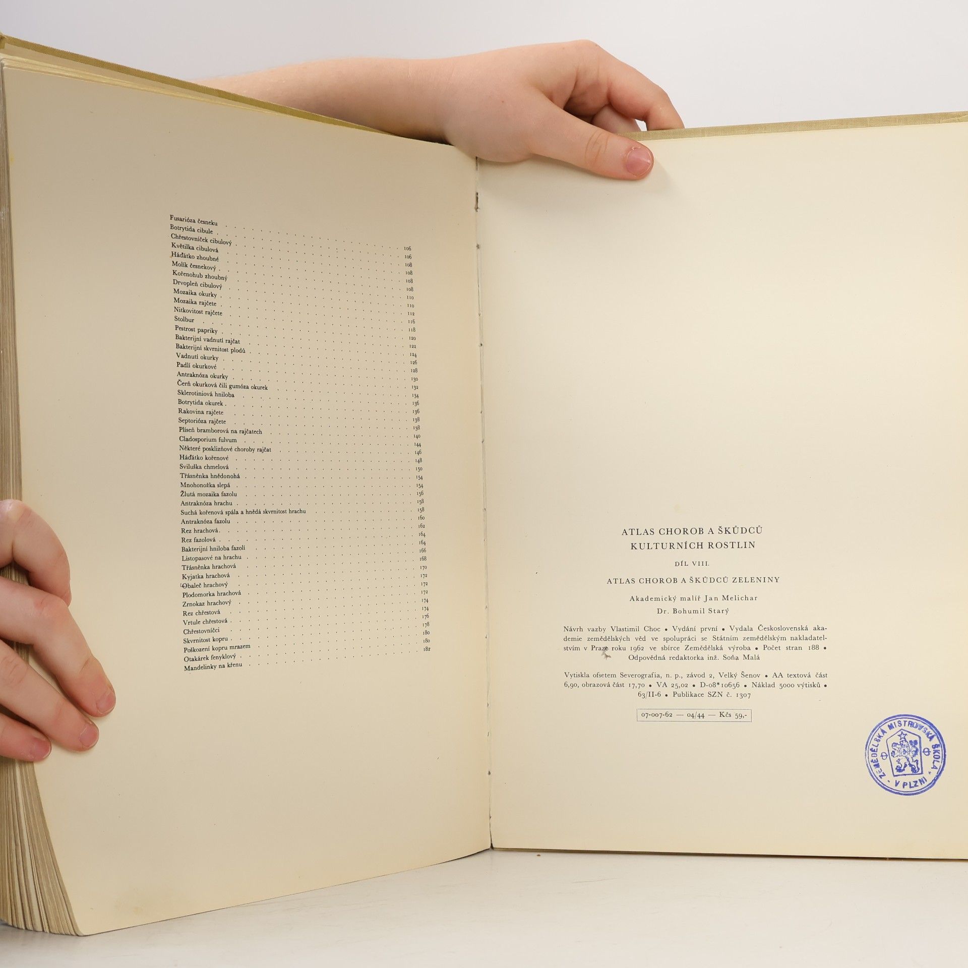 Jan Melichar Atlas chorob a škůdců kulturních rostlin. Díl VIII., Atlas chorob a škůdců zeleniny
