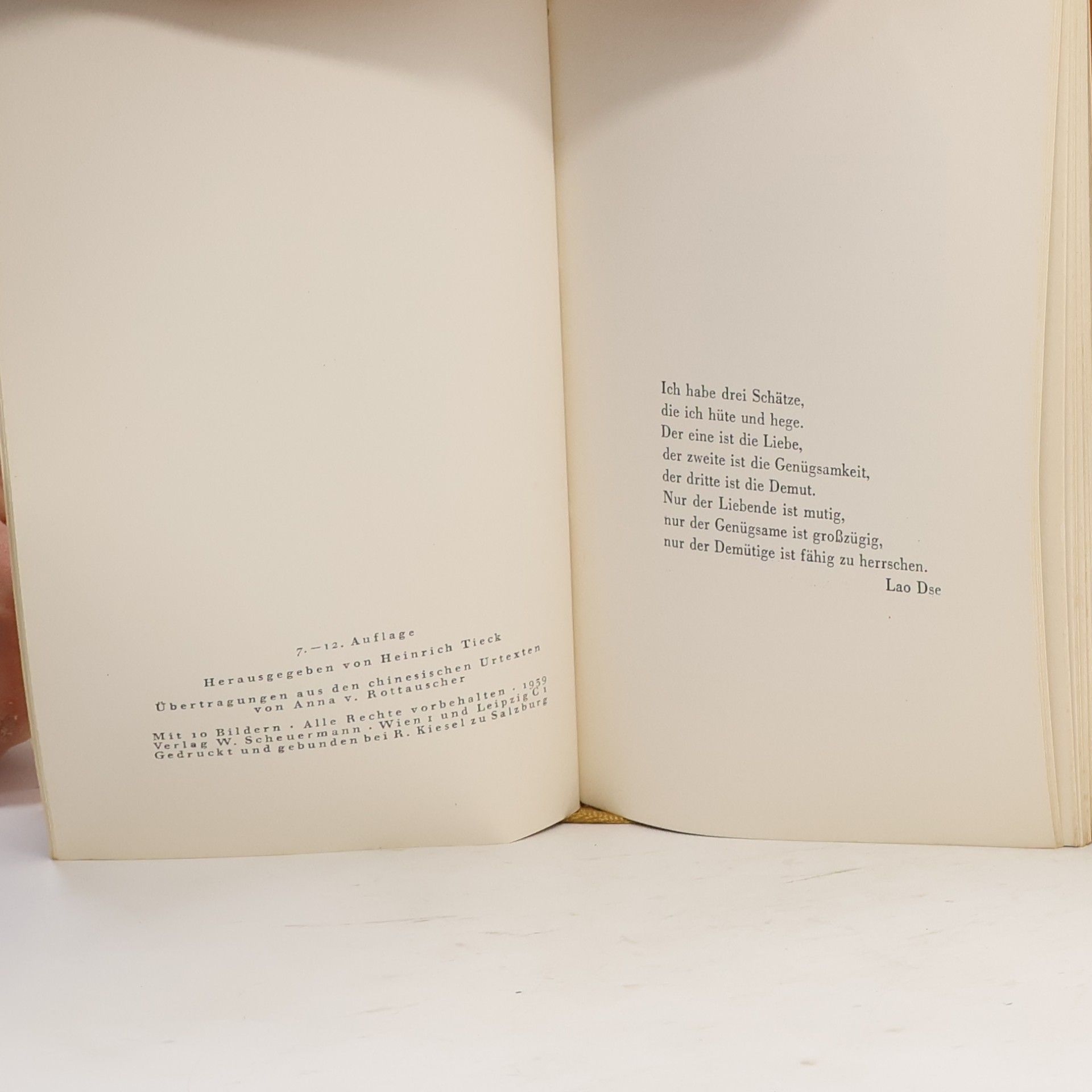 Heinrich Tieck Wenn ein Blatt sich bewegt, kann auch der Ast erzittern: Gedanken chinesischer Weiser