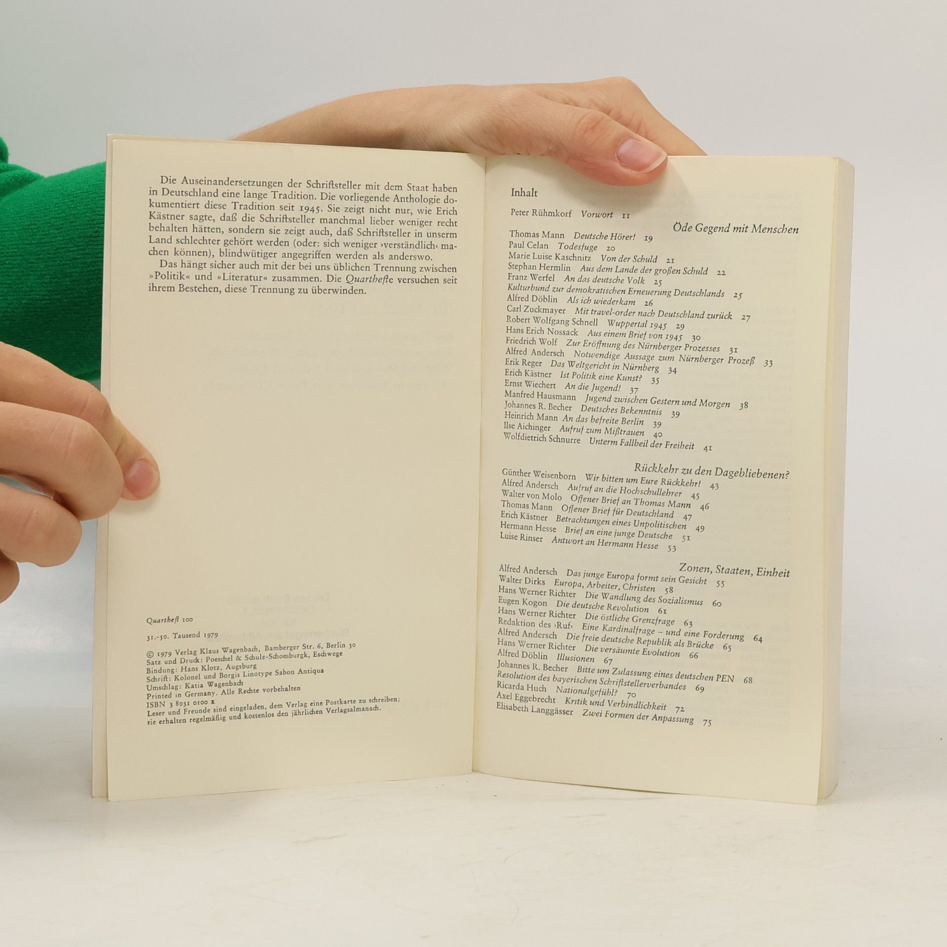 Klaus Wagenbach Vaterland, Muttersprache