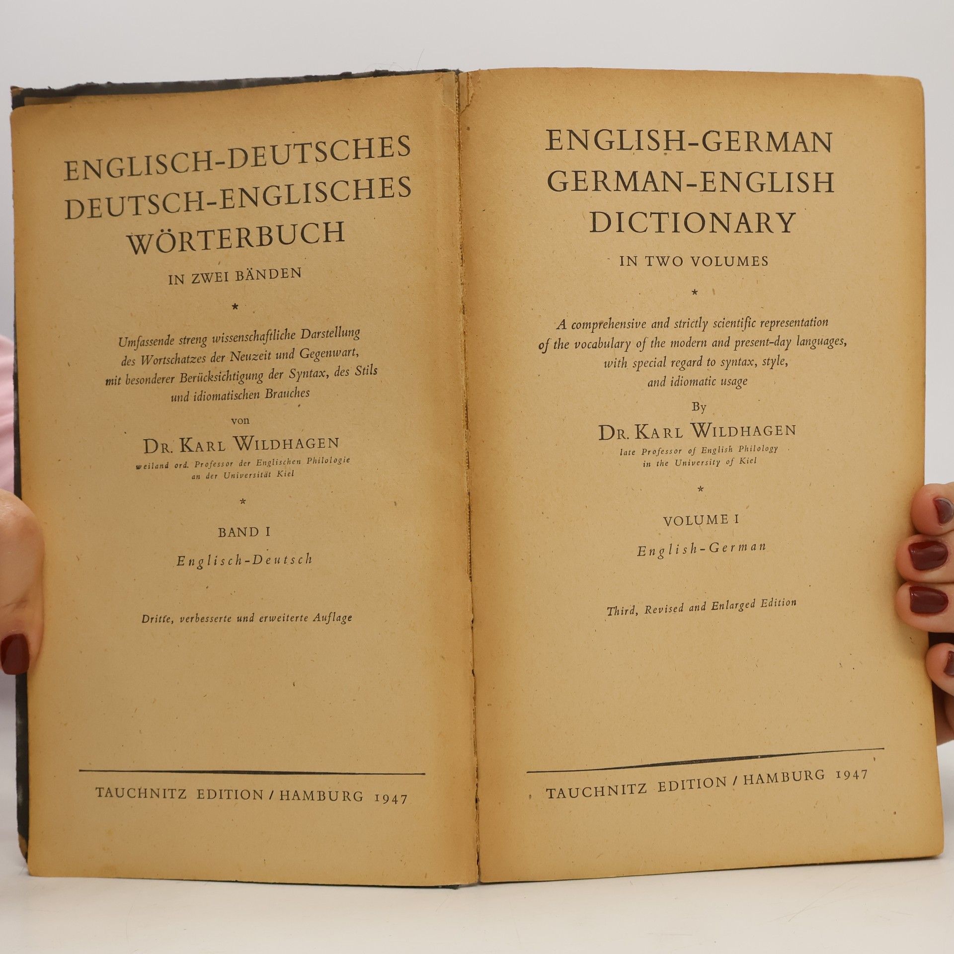 Karl Wildhagen Englisch-Deutsches Deutsch-Englisches Wörterbuch – Band I: Englisch-Deutsch. English-German German-English Dictionary – Volume I: English-German