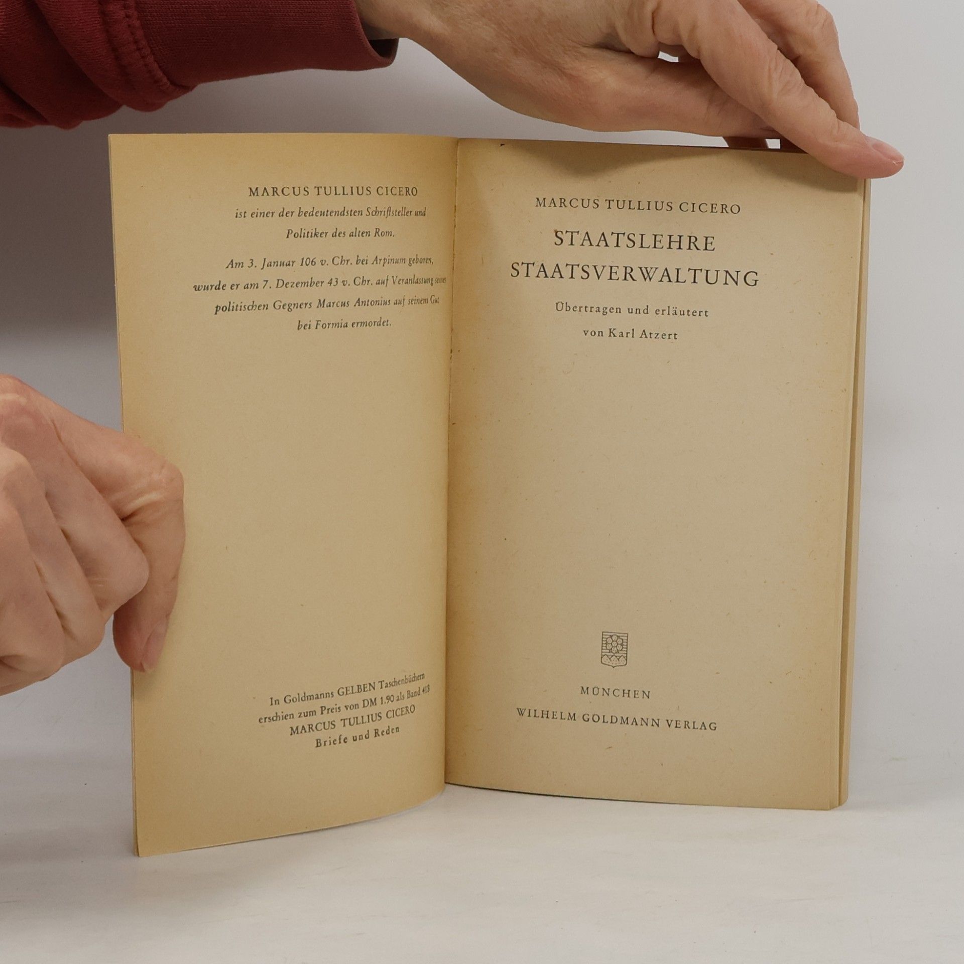 Marcus Tullius Cicero Staatslehre. Staatsverwaltung