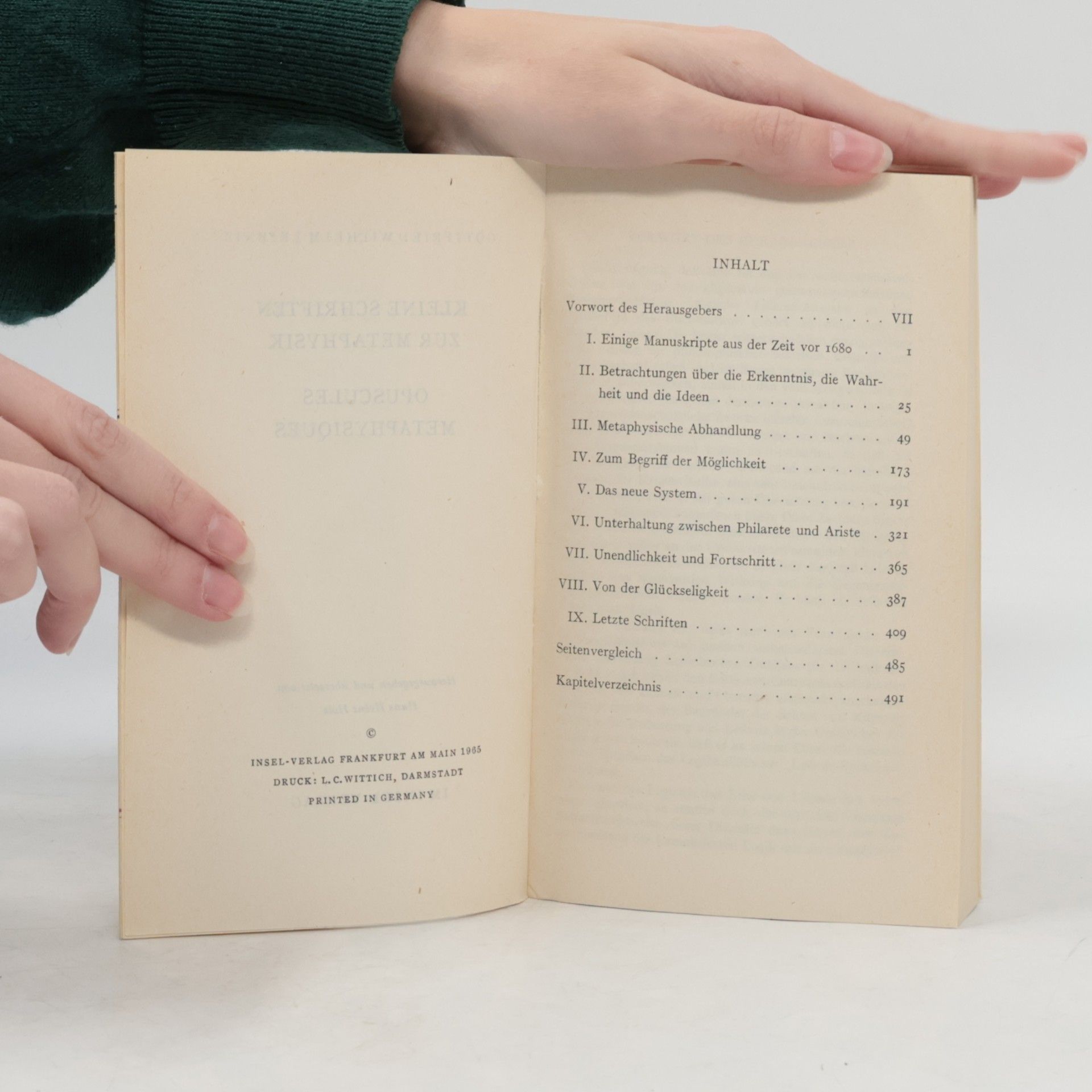G.W.Leibniz Kleine Schriften zur Metaphysik