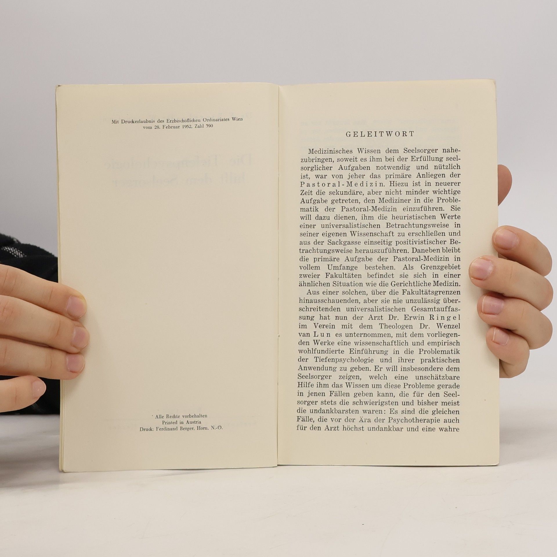 Erwin Ringel Die Tiefenpsychologie hilft dem Seelsorger