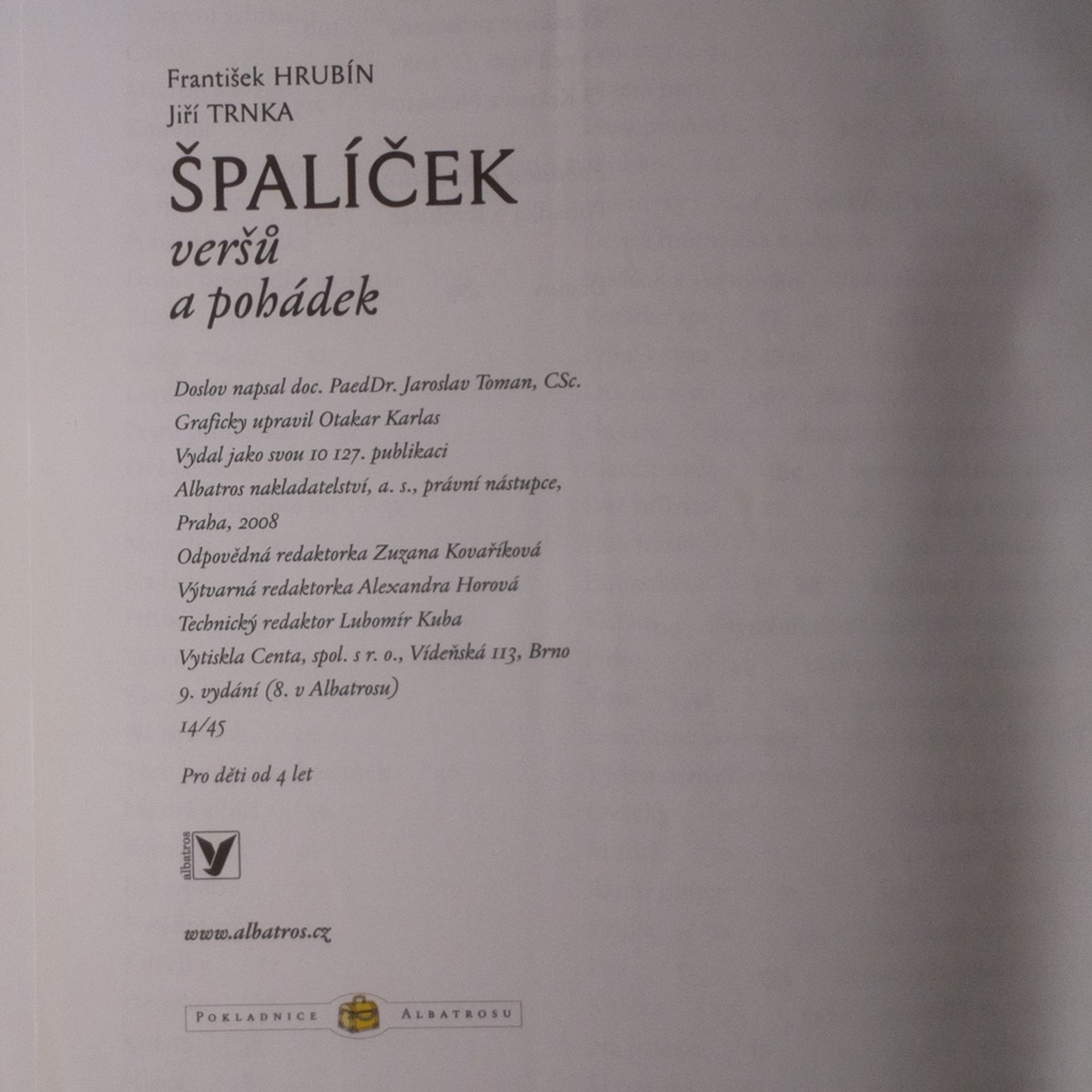 František Hrubín Špalíček veršů a pohádek