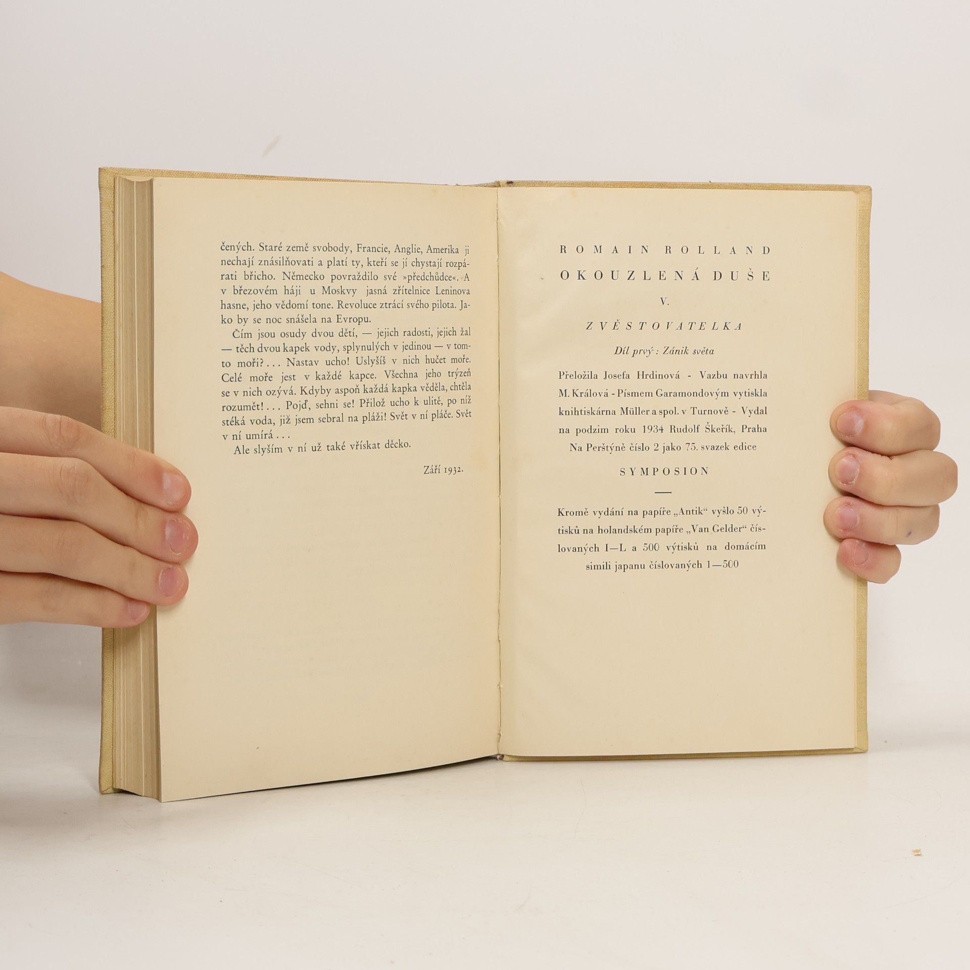 Romain Rolland Okouzlená duše V. Zvěstovatelka 1. Zánik světa